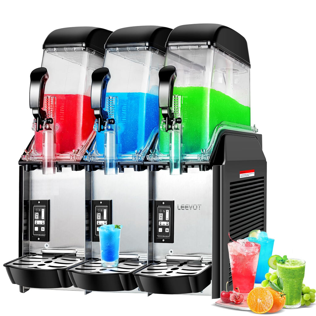 Slushy Machine,15L x2 Double Tanks Comercial Margarita &Slushie Machine,120+ Cups 1000W 110V Electric Large Daiquiri Machine with Self-cleaning Mode,for Home Party Restaurants Cafe Bars