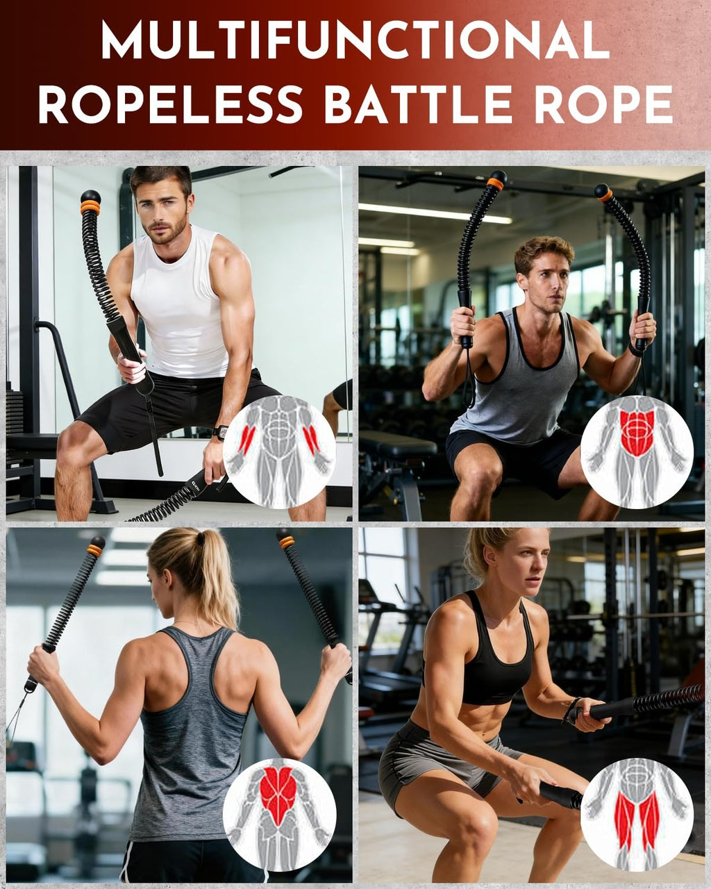 Ropeless Cordless Portable Battle Ropes for Home Gym,Adjustable Weight Z-Rope,Workout Equipment Weighted,Exercise Strength Training,No Endless Jump Rooes,Fitness Working Flex Springs Sticks(Black)