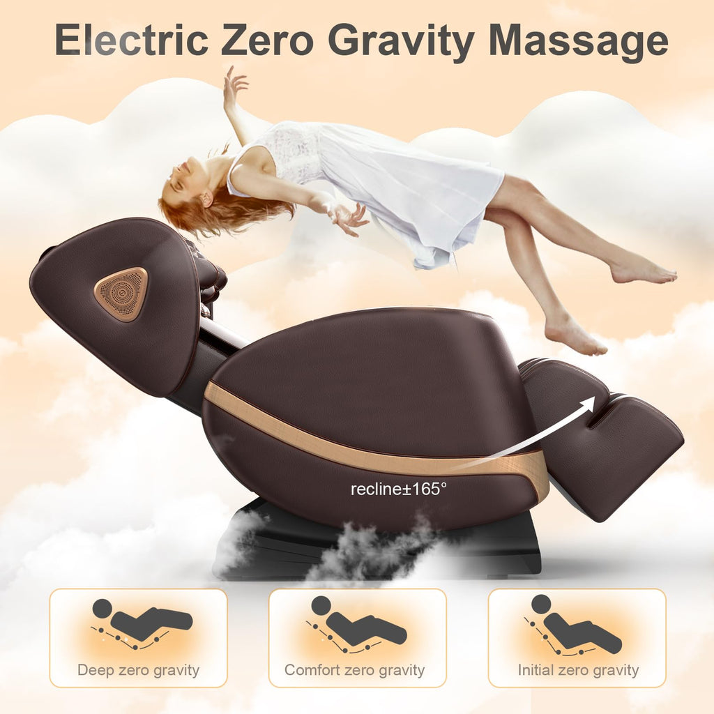 FURNIMAT 2026 Massage Chair Full Body, Zero Gravity Massage Chair with 10 Fix Rollers, Airbags, Heating, Foot Massage, Auto Modes, Bluetooth Speaker, Smart Screen Controller (Advanced Version)
