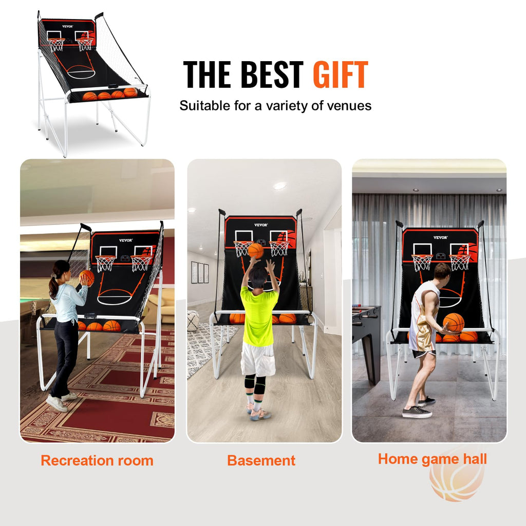 VEVOR Basketball Arcade Game Indoor, 2 Player Indoor Basketball Game, Home Dual Sport with 8 Game Modes, Electronic Scoreboard, and Inflation Pump,Adults