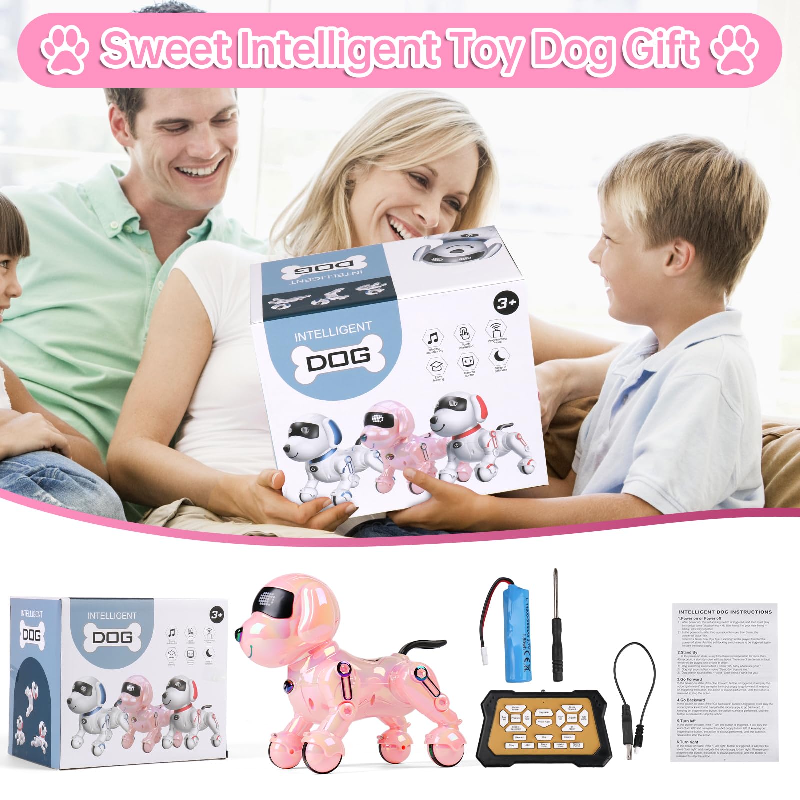 Dwi Dowellin Robot Dog for Kids 8-12,Remote Control Smart Robotic Dogs Pet Puppy Robotic Toy,Interactive Touch Walking Talking Toys for Boys Girls Christmas Birthday Gifts