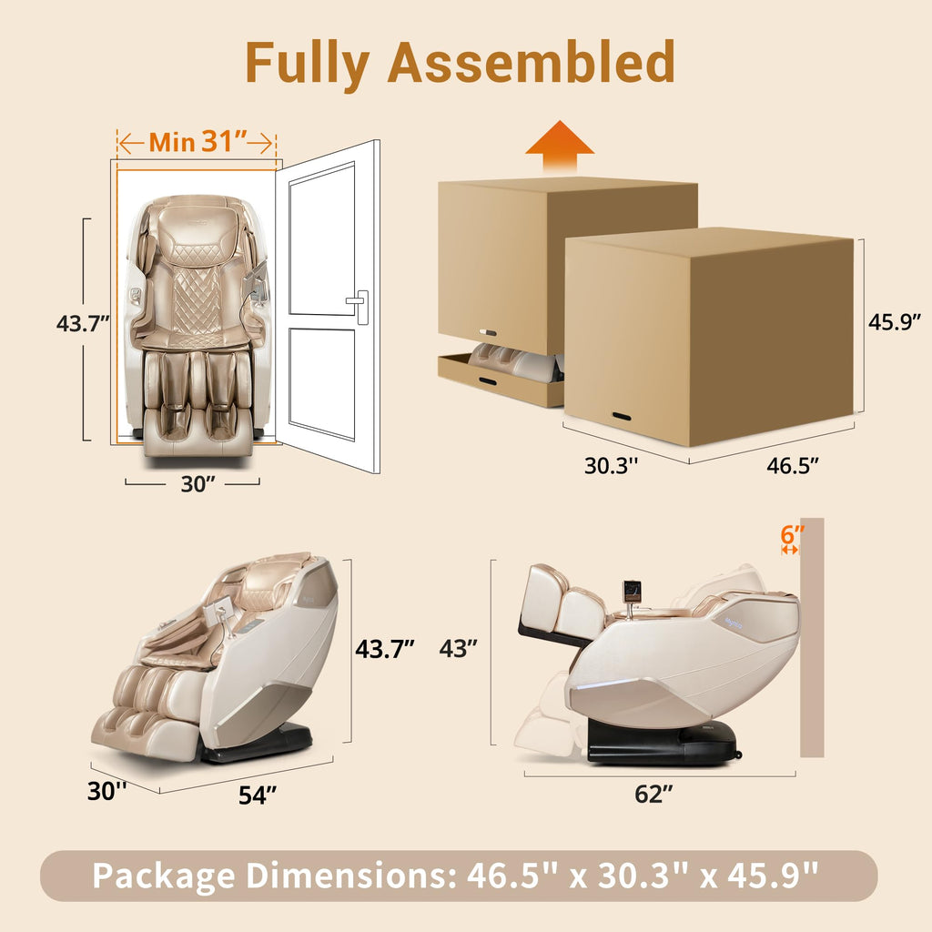 MYNTA Massage Chair Full Body with Heat, Zero Gravity SL-Track Shiatsu 3D Massage Chairs with 12 Modes,12 Massage Techniques, Waist Hip Heating, Calf Foot Massage, HD Bluetooth Speaker & White Noise