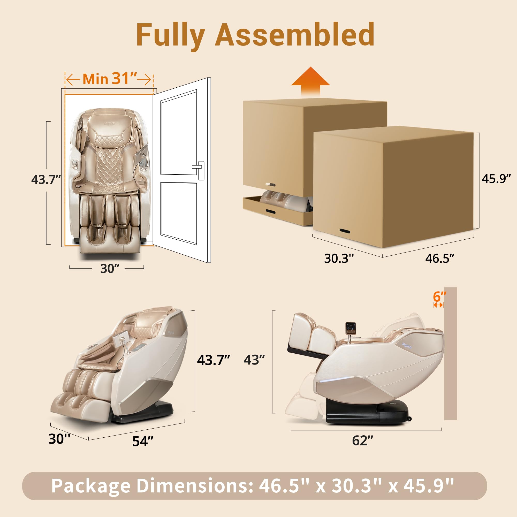 MYNTA Massage Chair Full Body with Heat, Zero Gravity SL-Track Shiatsu 3D Massage Chairs with 12 Modes,12 Massage Techniques, Waist Hip Heating, Calf Foot Massage, HD Bluetooth Speaker & White Noise