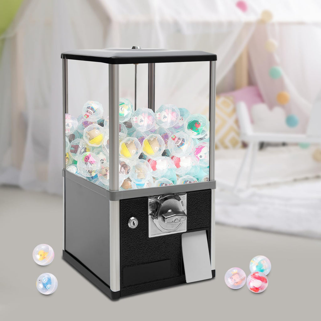 Vending Machine, 25-Cent Coin Operated Capsule Vending Machine Commercial Gumball Machine Big Candy Vending Machine Mini Dispenser Prize Machine for Game Stores, Retail Stores (Red)