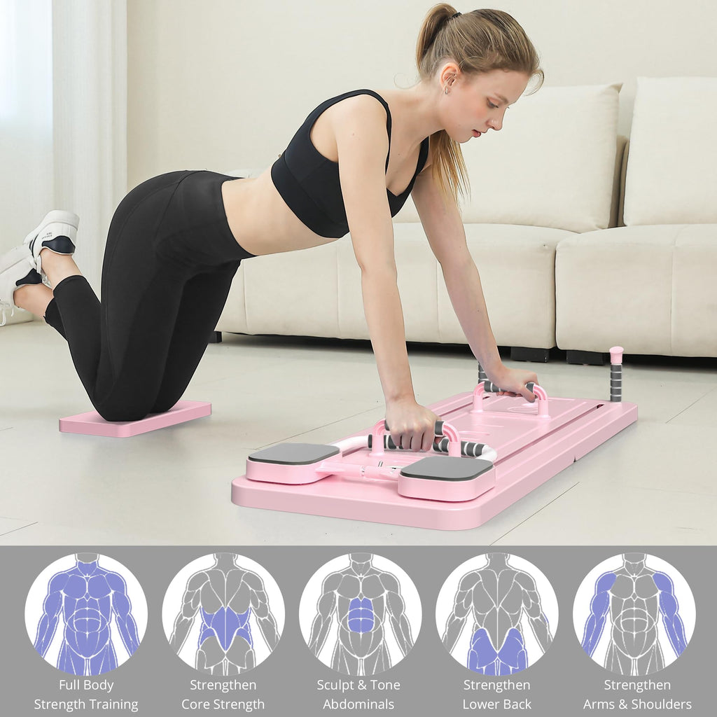 JANUA Pilates Board - Pilates Reformer Set, Multi-Purpose Foldable Pilates Reformer Board for Home, 5 in 1 Pilates Sliding Board