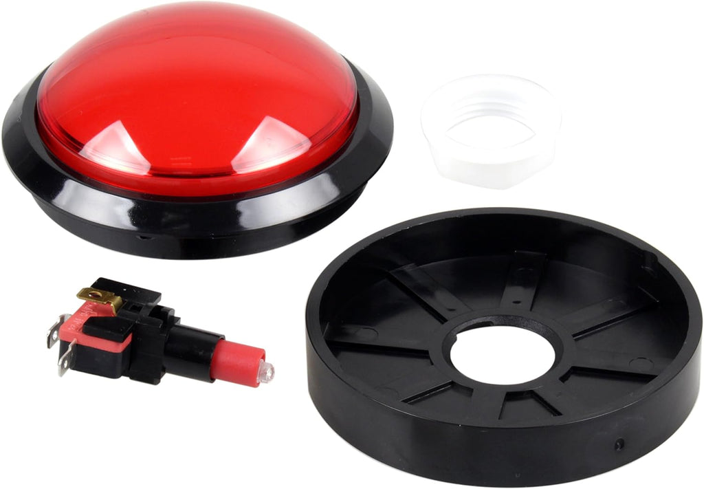 Arcade Buttons EG STARTS 100mm Big Dome Convex Type LED Lit Illuminated Push Button for Arcade Machine Video Games Parts & Red DC 12V