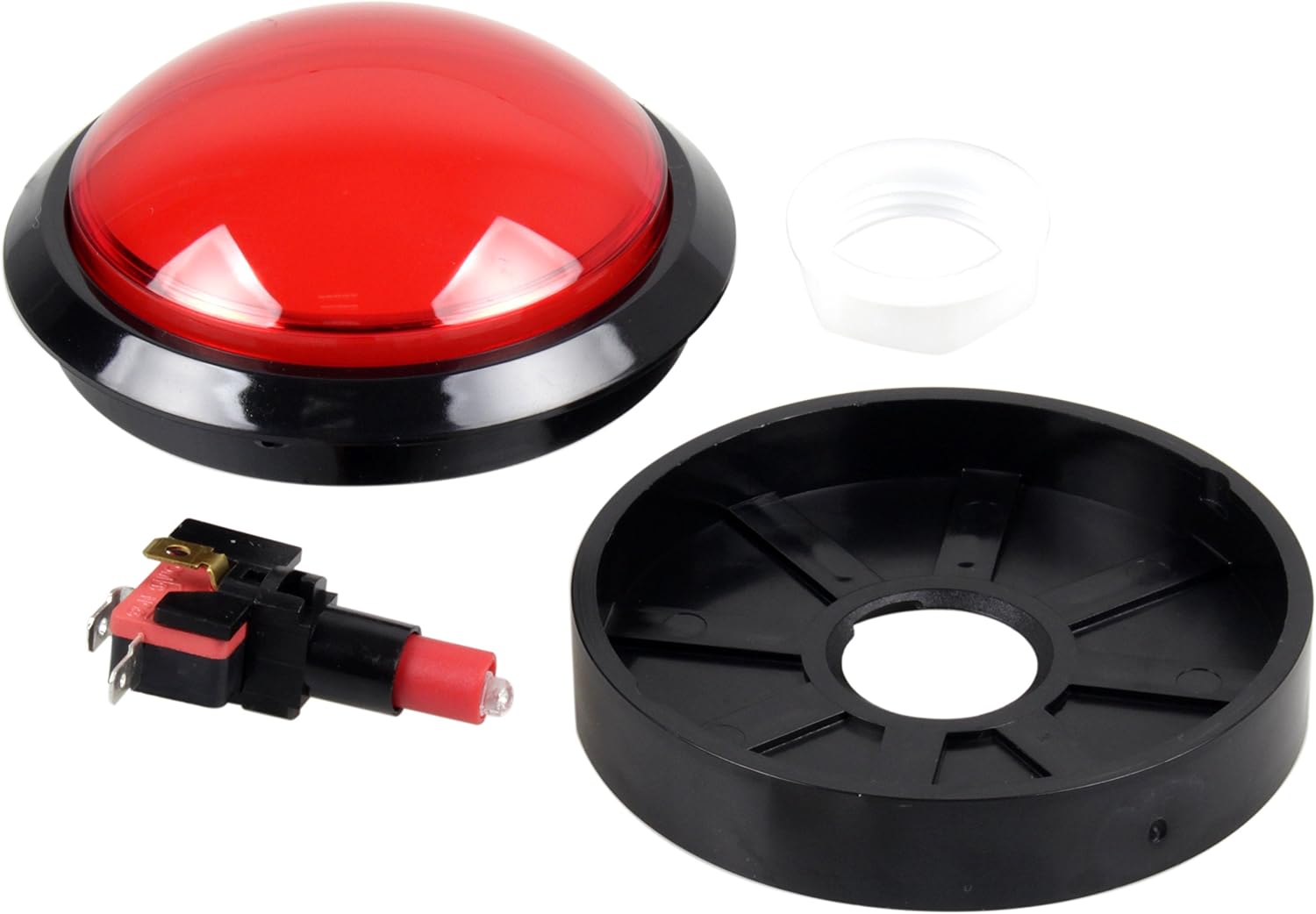 Arcade Buttons EG STARTS 100mm Big Dome Convex Type LED Lit Illuminated Push Button for Arcade Machine Video Games Parts & Red DC 12V