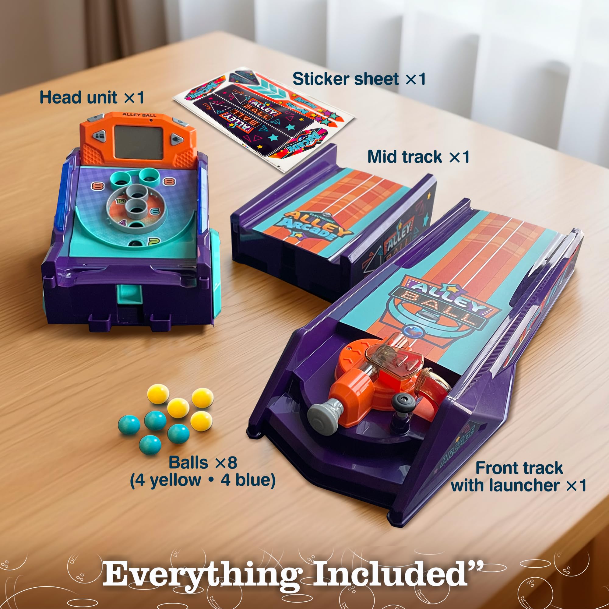 Bowling Game — Electronic Tabletop Arcade Game with LCD Auto Scoring, Lights & Sound, Spring-Loaded Launcher & 1-2 Player Modes — Mini Bowling Set for Kids