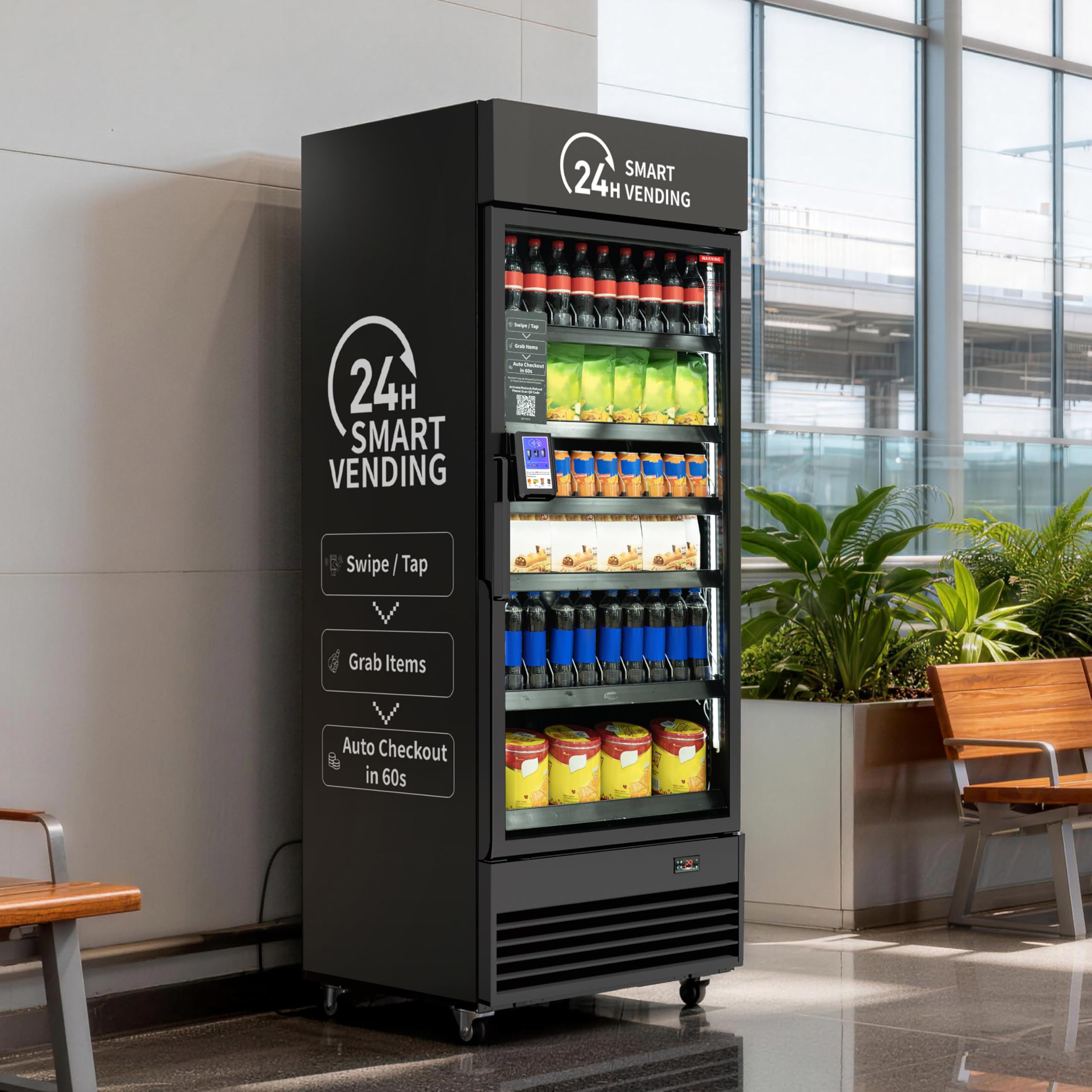 Vending Machine Combo,Smart Refrigerated Vending Machine with Touch Card Reader US542(Black, Pro)