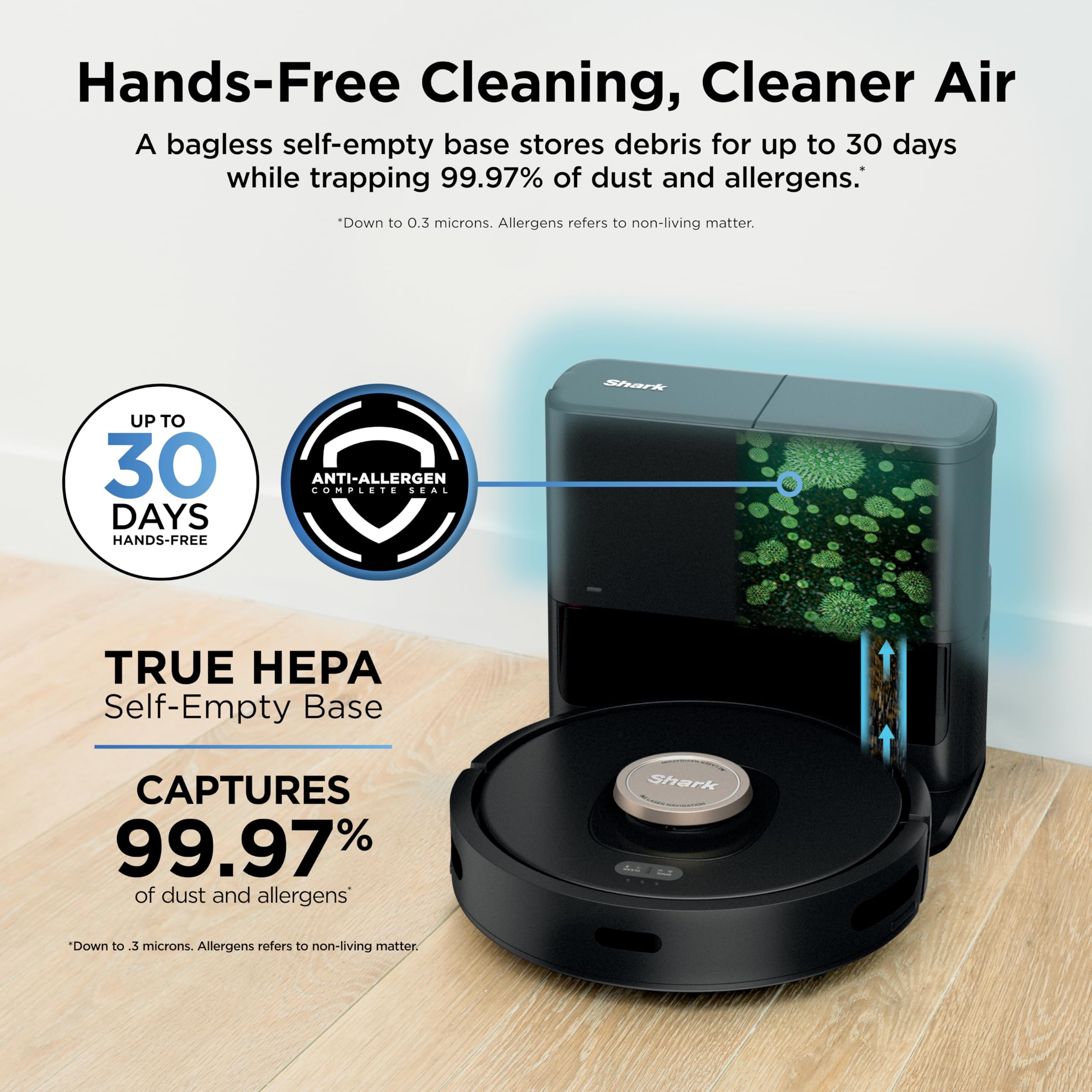 Shark Matrix Clean | Robot Vacuum Cleaner with Powerful Suction for Pet Hair, Rugs, Carpets & Hard Floors | Self-Empty Base | 60-Day Capacity | Voice Control | LiDAR Navigation | Cool Grey | AV2511AE