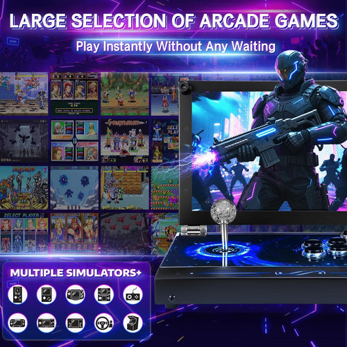 2026 Upgraded Portable Arcade Machine Pandora Box - 2D3D Retro Gaming Console, 8000mAh Battery, Includes Extra Gamepad, Plug & Play Console with Search/Hide/Save/Load/Pause Functions