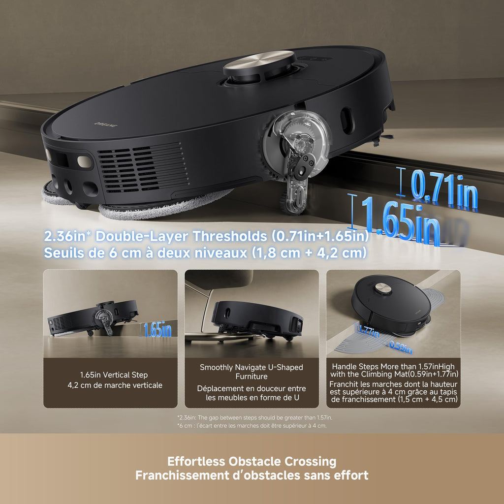 DREAME L60 Ultra Robot Vacuum and Mop, 35,000Pa Suction, Detangling Brush, AI-Enhanced 3D ToF Vision, 100℃ Mop Self-Cleaning, 280+ Object Types, Extendable Side Brush and Mop, White