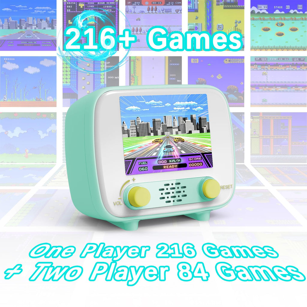 Mini Arcade Machine, Retro Gaming Console, Handheld Game Console with 156 Classic 16-Bit Video Games, 2.8 Inch Color Display, Rechargeable Battery, Support for TV Output, Birthday Present for Children