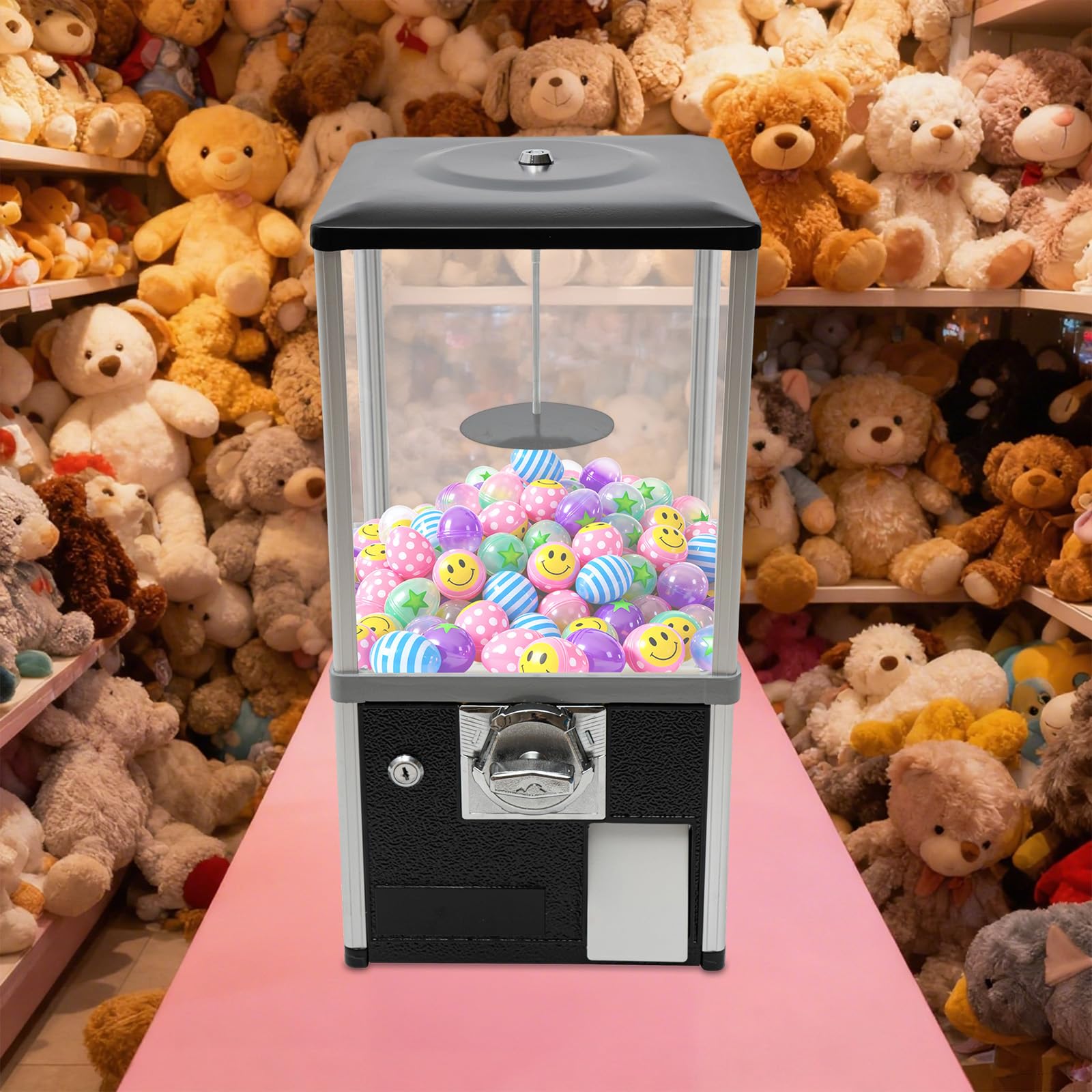 Big Capsule Vending Machine,25 Cent Commercial Vending Machine,Gumball Machine,Coin Operated Vending Machines for 1.77in Capsule,Dispenser Prize Machine for Game Stores(Blue)