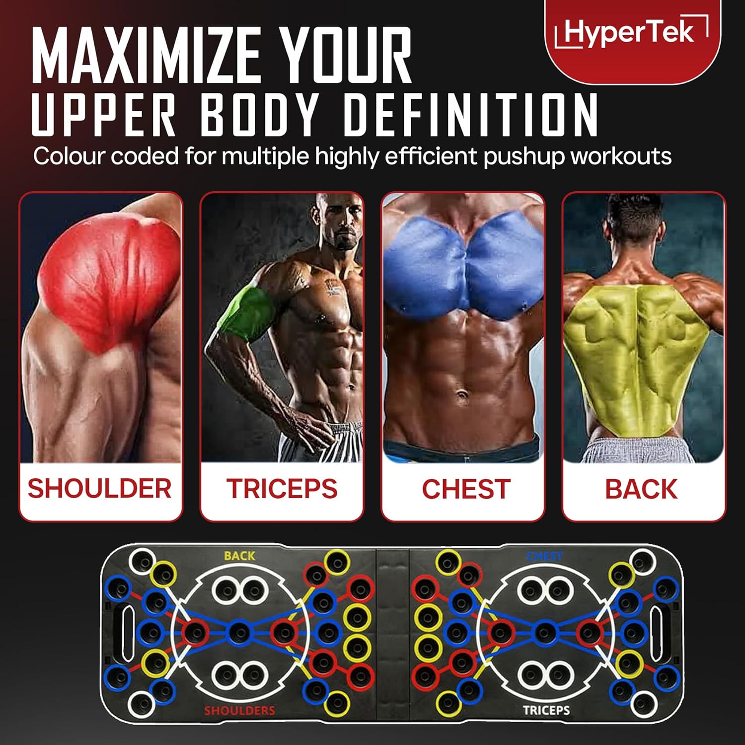 Hybertek 27 in 1 Pro Push Up Board | Multi Functional Foldable Push Up Stand for Strength Training, Fat Burning & Full Body Workout at Home | Muscle Training Push Up Bar Board for Men & Woman Fitness