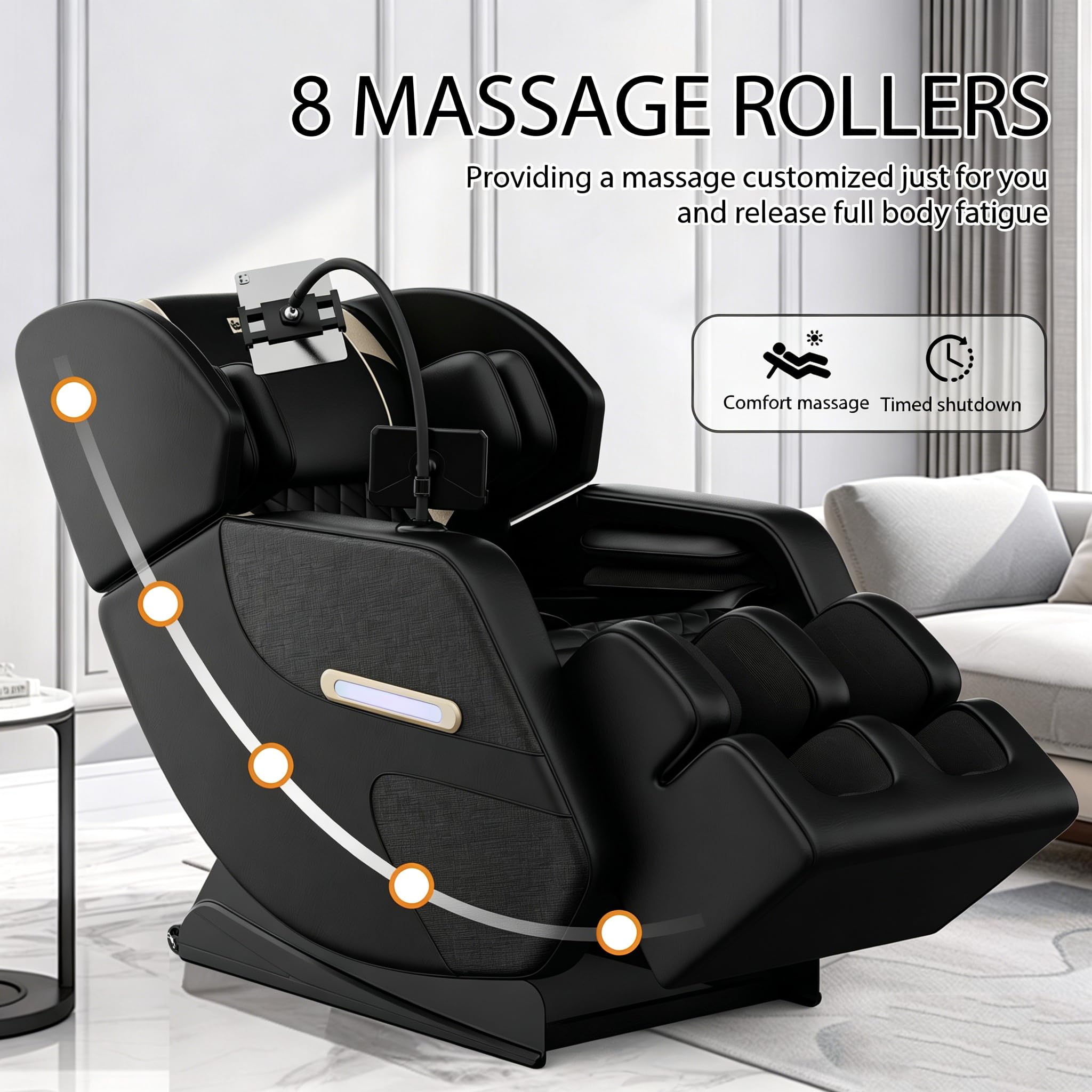 2026 Massage Chair Full Body, Zero Gravity Massage Recliner Chair with Auto Modes, 8 Fix Point Rollers, Airbag, Foot Massage, Touch Screen Controller, Deep Yoga Stretch, Heating Function