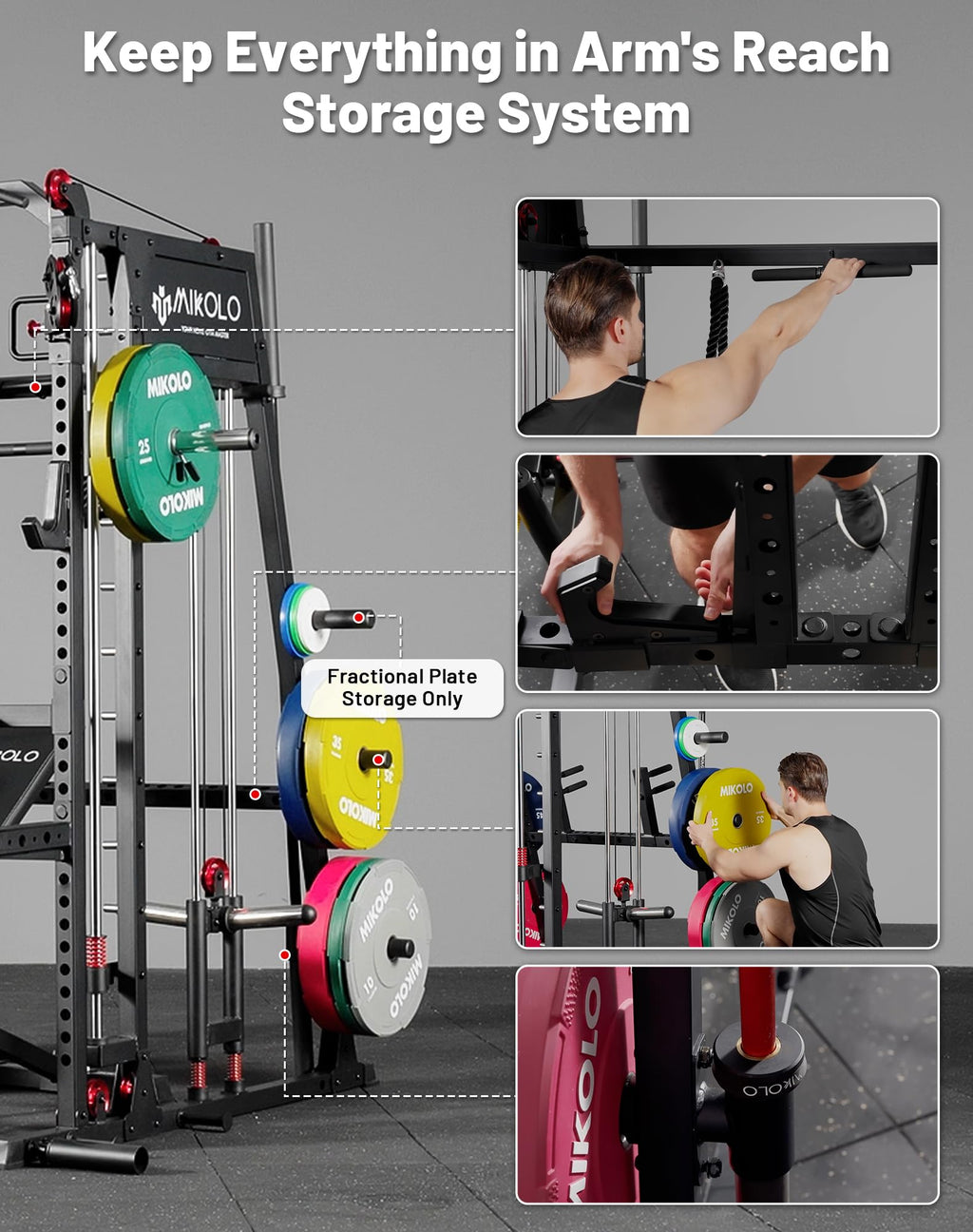 Mikolo M4 2.0 Smith Machine, All-in-One Home Gym Power Cage with LAT Pulldown & Cable Crossover, Squat Rack for Full Body Workouts