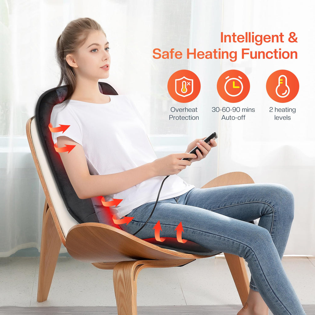 CILI Massage Chair Pad,Back Massager with Heat,Massage Seat Cushion with 10 Vibration Motors,30-60-90 Minutes Heating Options,Chair Massager for Office Chair, Home Office Use, Relaxation Father Gift