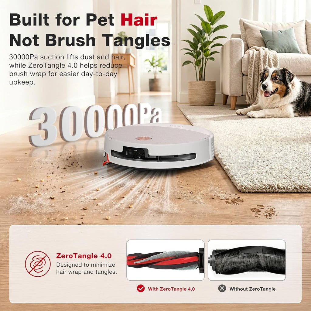 Yeedi M16 Infinity Robot Vacuum and Mop, 30000Pa Suction, Self-Cleaning Roller Mop, ZeroTangle 4.0 for Pet Hair, Self-Emptying Omni Station, AI Obstacle Avoidance