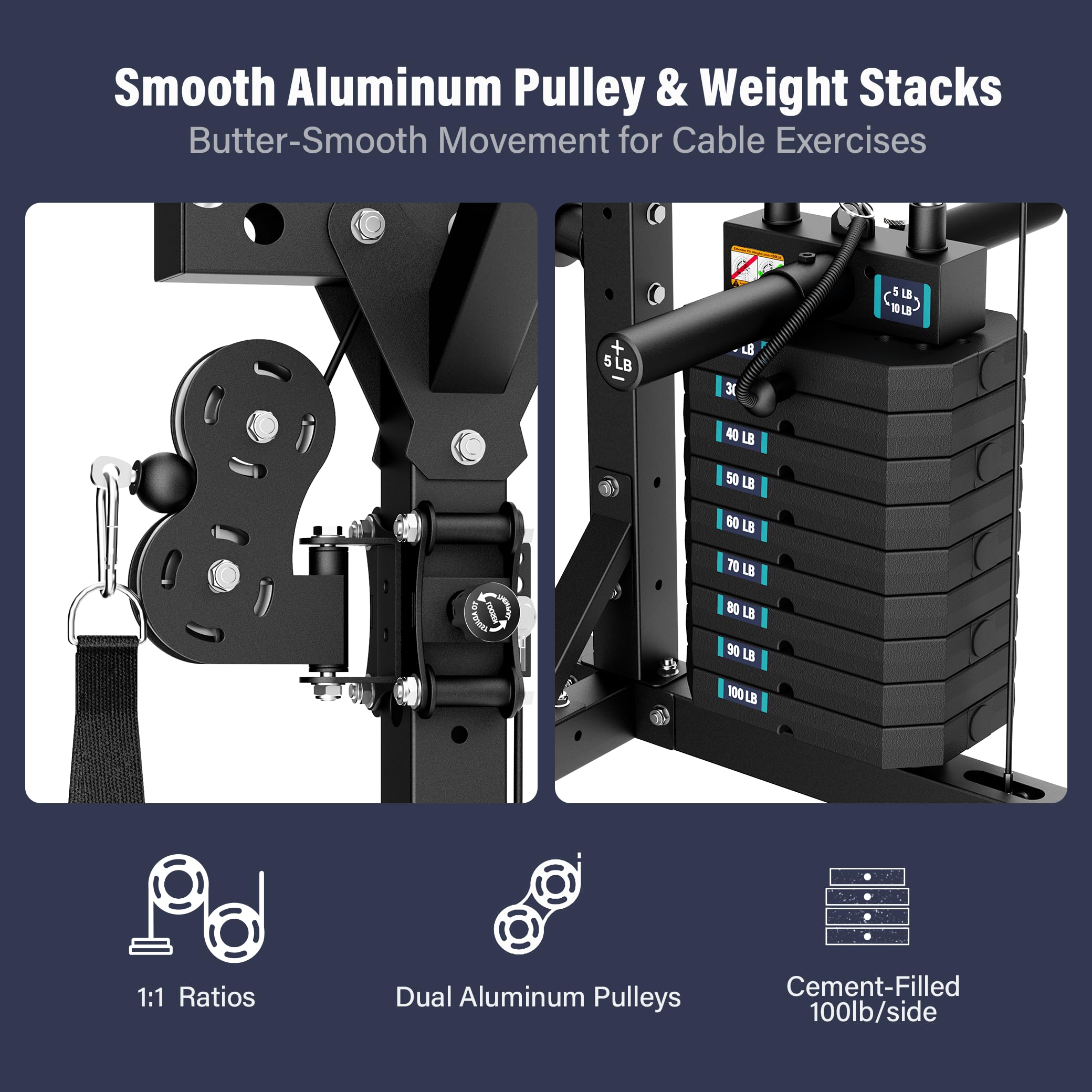 Major Fitness Drone2 Advanced Training Smith Machines– All-in-One Home Gym Squat Rack with Aluminum Pulley Set , Weight Bar, Dual LAT Pull-Down Systems & Cable Crossover Machine for Full-Body Workouts