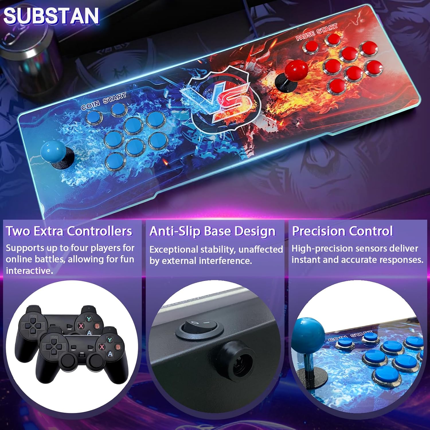 [30000 Games in 1] Arcade Console Pandora Box - with Two Extra Handles, 4K HDMI Output Plug & Play Video Game 256GB Memory Card Retro Gaming Console Double Joystick Favorites List