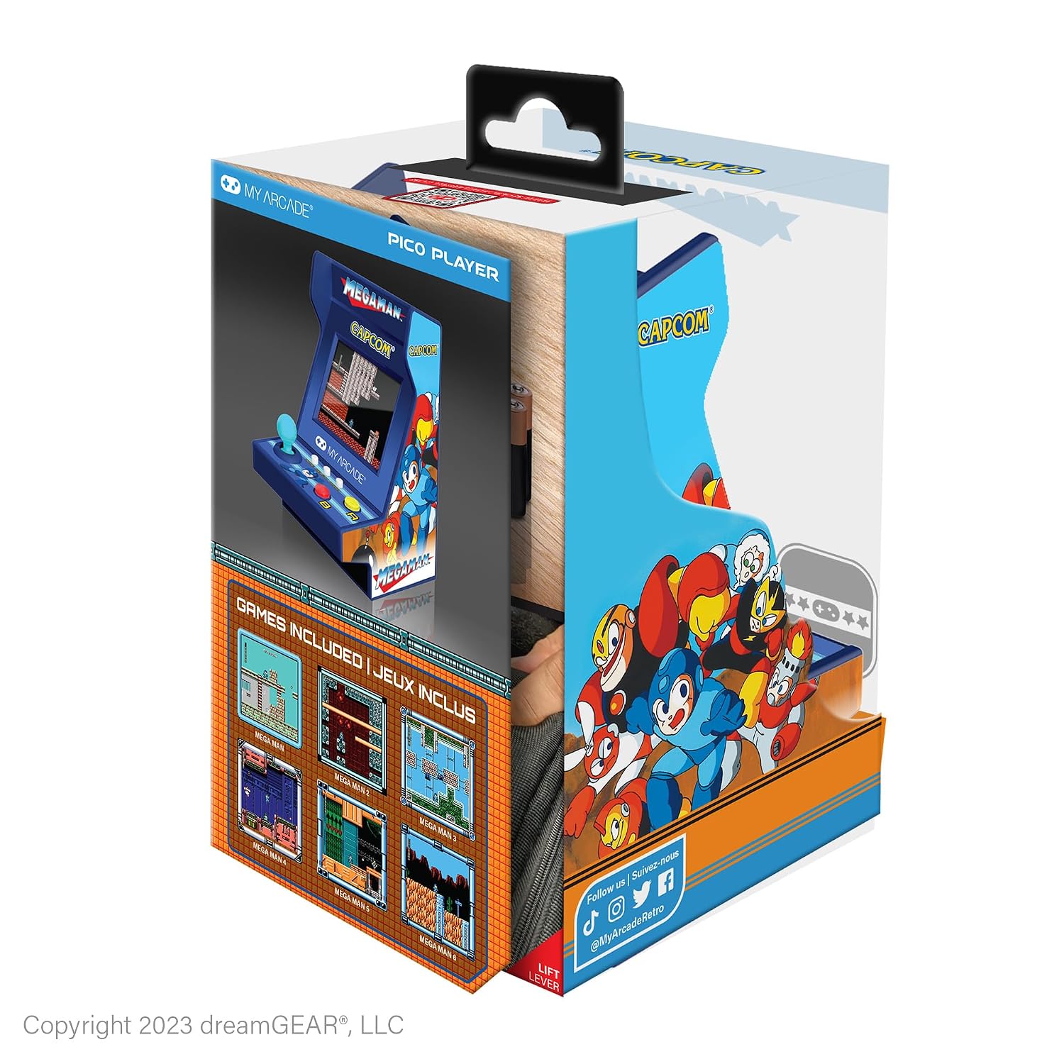 MY ARCADE Mega-Man Pico Player: 3.7" Portable Tiny Arcade Video Game with 6 Retro Games, 2" Screen Color Display, Small