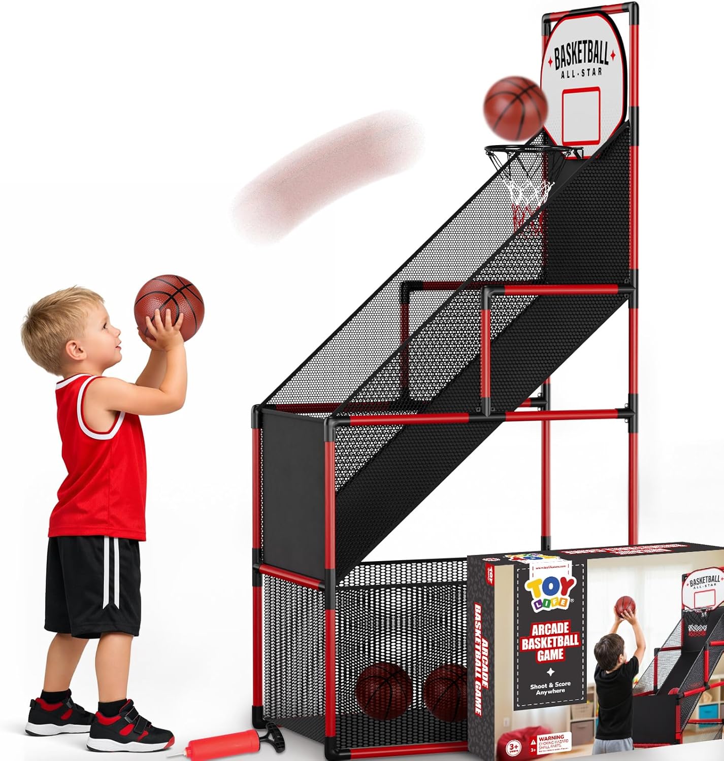 TOY Life Basketball Arcade Game Indoor for Kids - Basketball Shooting Game for Boys Age 4 5 6 7 8, Portable Basketball Hoop Arcade Set for Boys 8-12