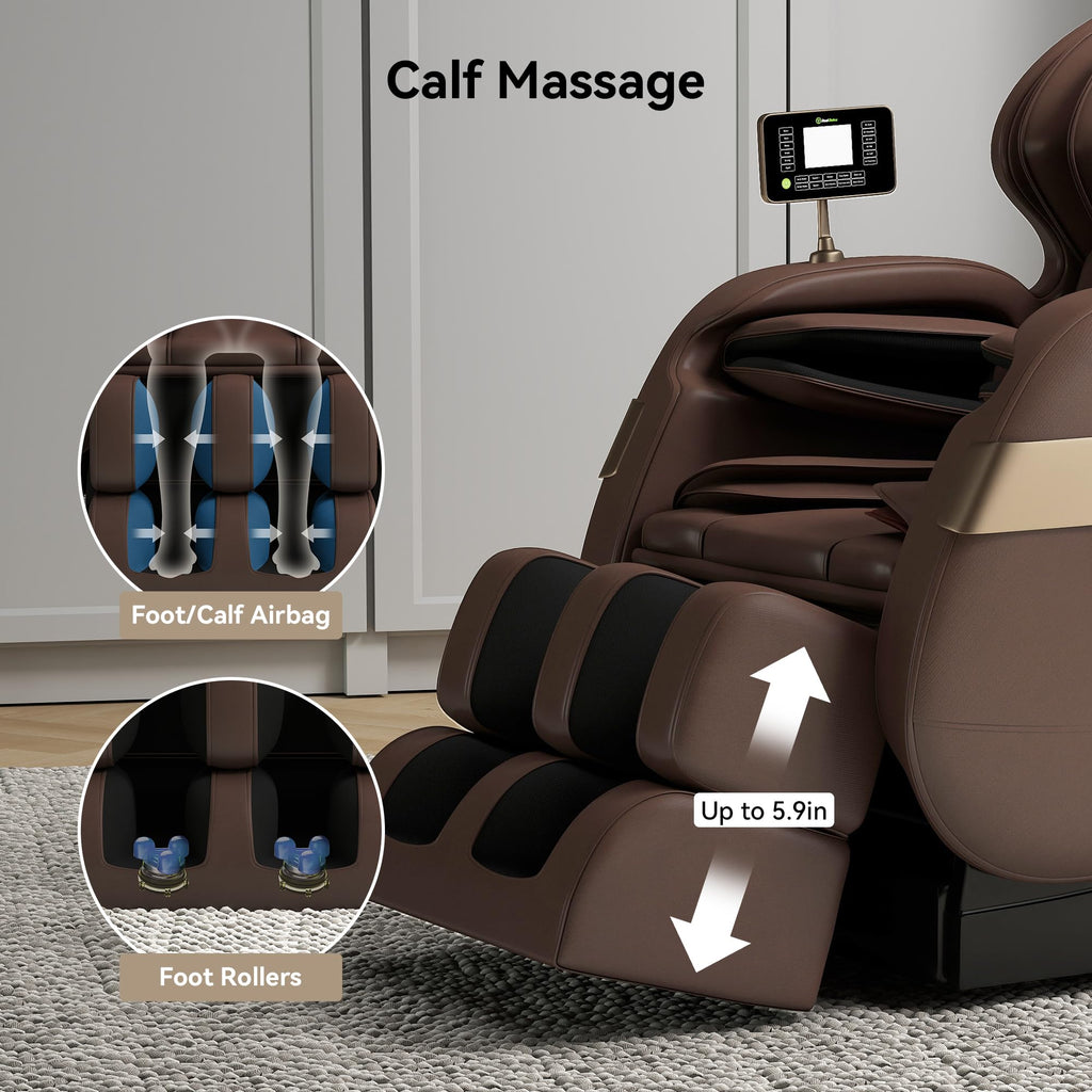 Real Relax Massage Chair Full Body of Dual Core S Track,Zero Gravity Realiner with App Control,Bluetooth,Foot Roller,Home or Office Use,Black and Gold