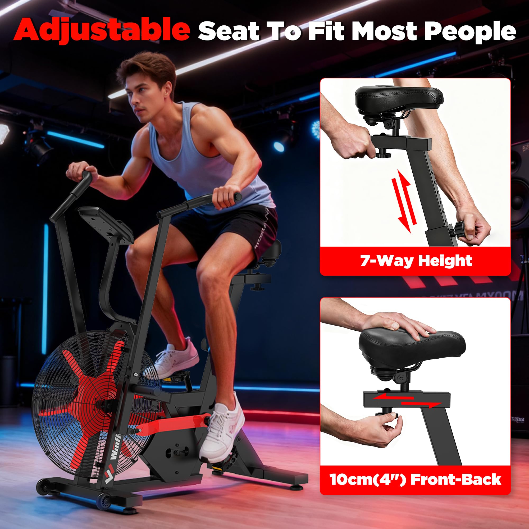 Air Bike,Air-Resistance Exercise Fan Bike With Dual Acction Handlebars for Home Cardio Workout,Adjustable Indoor Cycling Bike,330lb Weight Capacity APP Connection Customizable Monitor