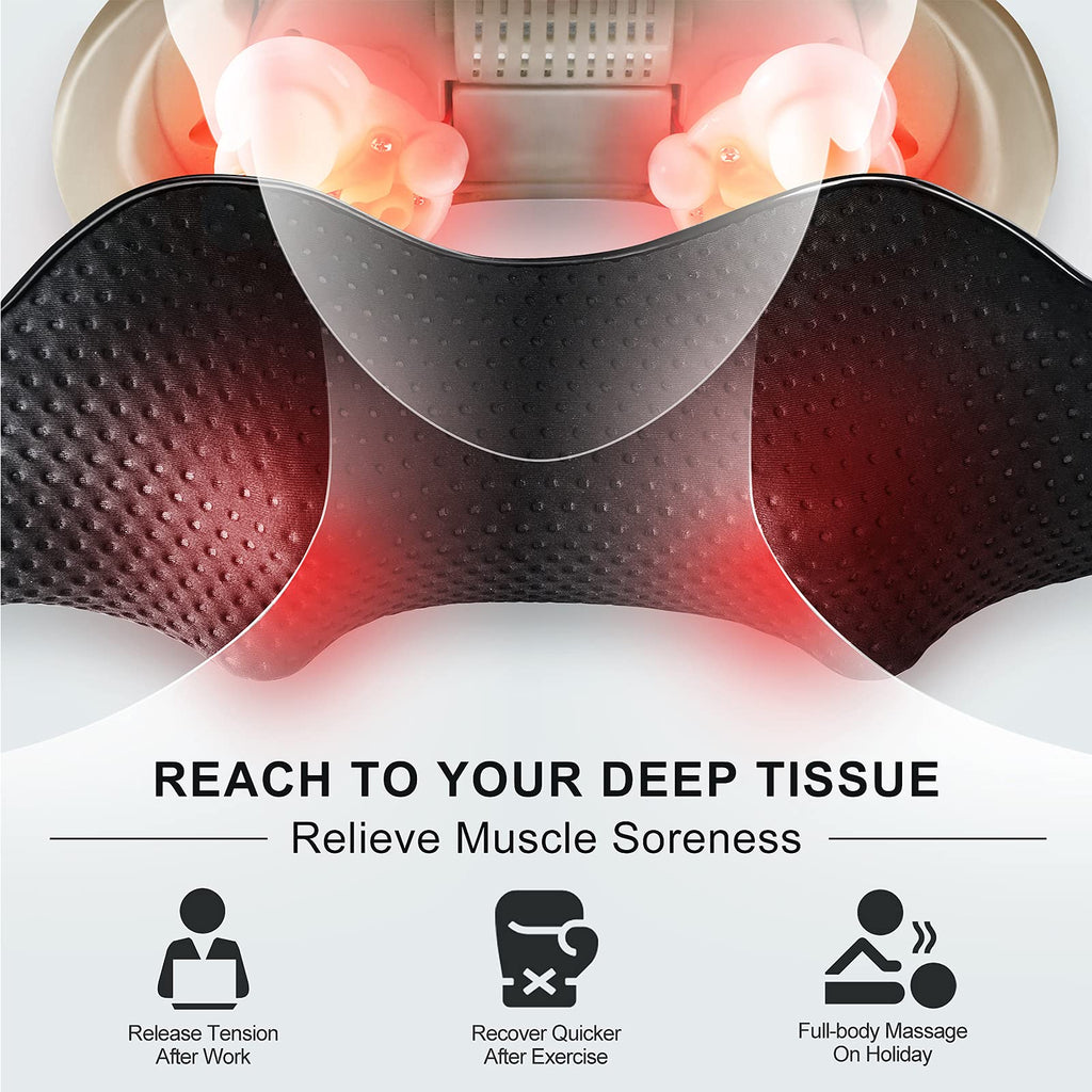 Mirakel Fathers Day Dad Gifts for Husband Men, Neck Massager for Pain Relief Deep Tissue, Electric Shiatsu Shoulder & Back Massager with Heat, Mothers Day Gifts for Mom Wife Women Her (NOT Cordless)