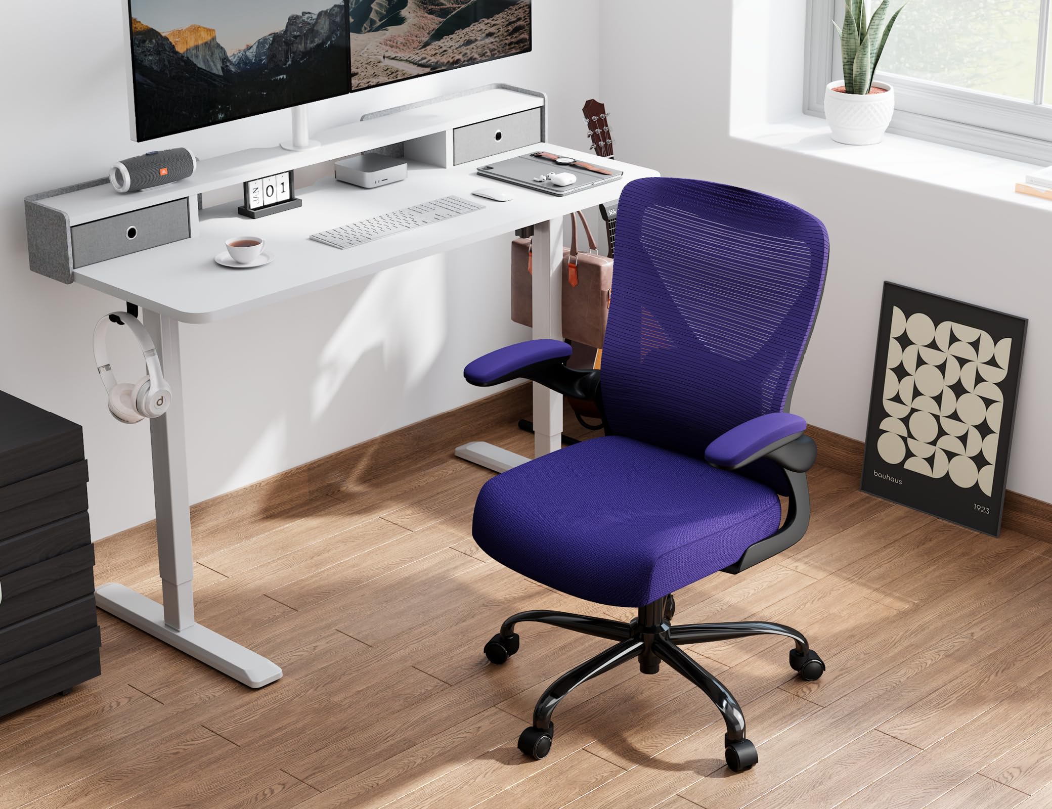 Ergalithic Ergonomic Office Chair - X-Shaped Computer Desk Chairs Comfy, Mesh High-Back Gaming Chair with Adjustable Lumbar Support, Executive Task Chair for Adults, Comfortable for Long Hours