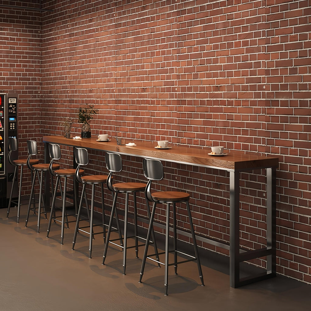 Farmhouse Bar Table Solid Wood Rectangle Bar Height Table Industrial Dining Room Counter Height Table for Kitchen Coffee Shop Window Small Space -Without Chairs (63" L x 15.7" W x 41.3" H)