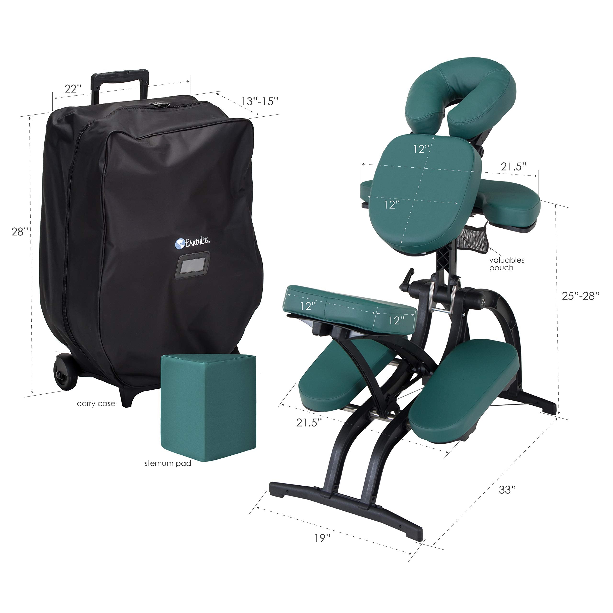 EARTHLITE Portable Massage Chair AVILA II - Premium Folding Spa/Massage/Tattoo Chair incl. Rolling Carry Case
