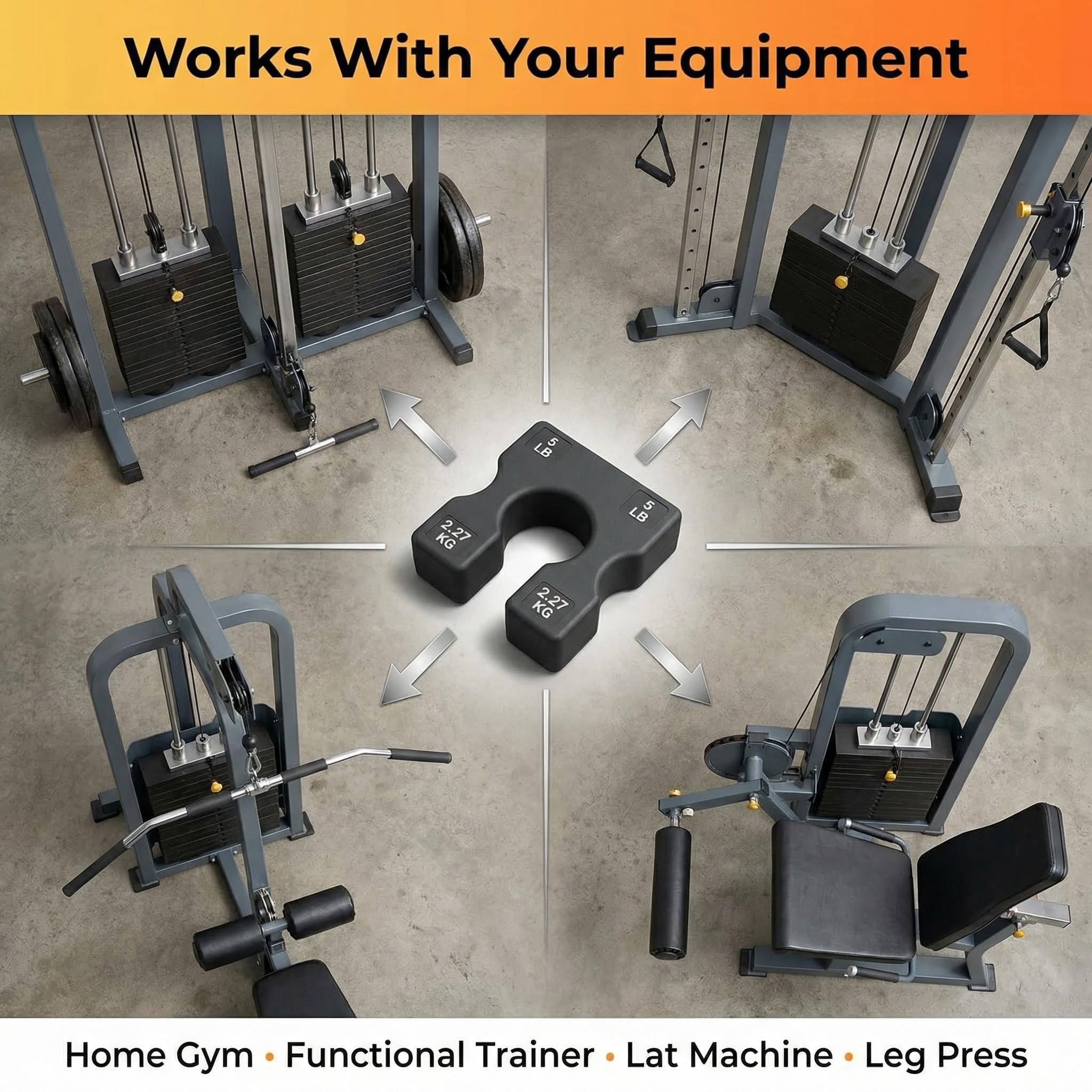 2.5 LB and 5 LB Weight Stack Add On – Weight Stack Adapter Plate for Home Gym & Exercise Machines, Add Resistance to Weight Stack, Incremental Weight Adjustments for Improved Strength Training Results