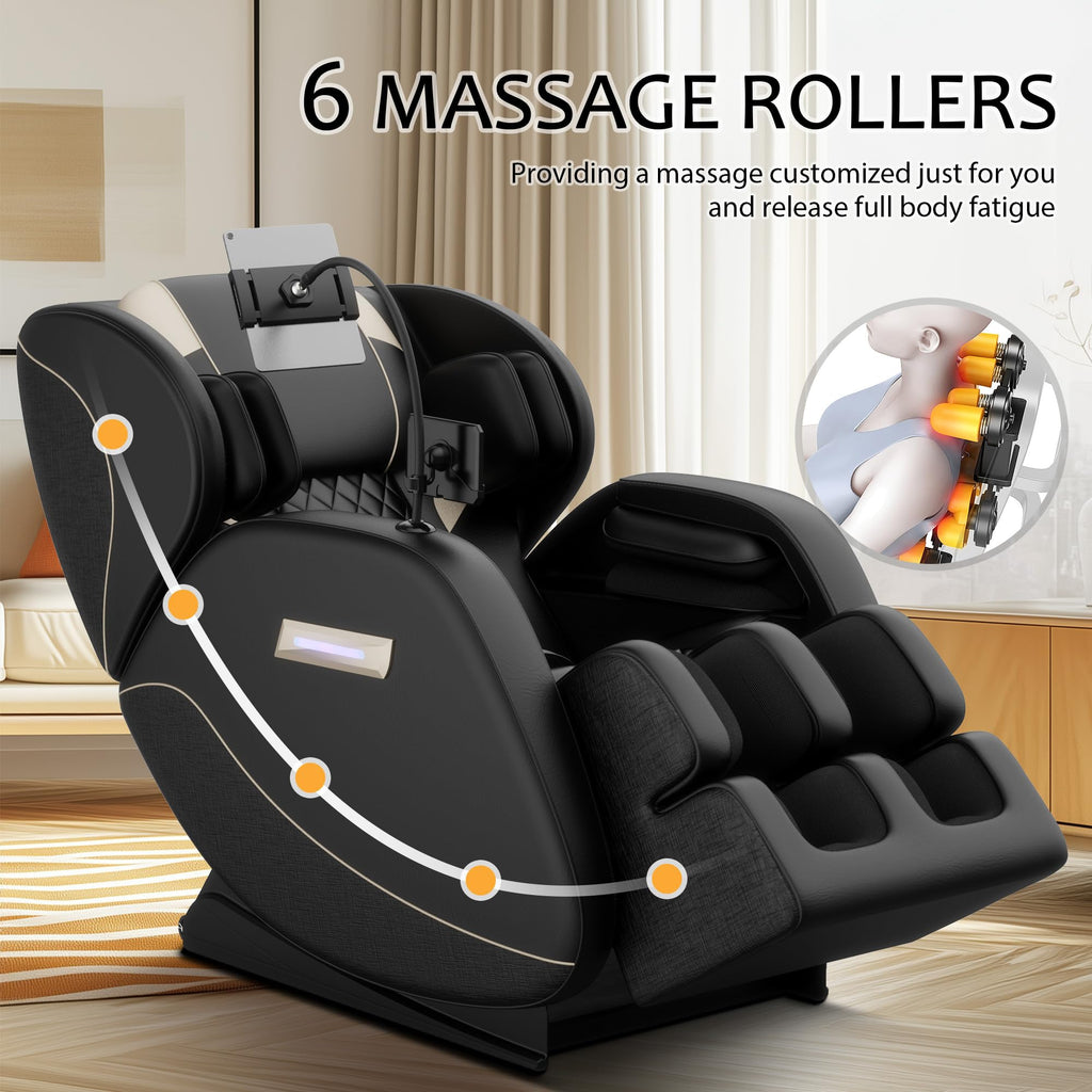 GDFStudio Full Body Massage Chair Recliner with Zero Gravity, Air Pressure Massage, Heat Therapy, Foot Rollers, Bluetooth, for Home/Office Use, Ideal Wellness Gift, Blue A