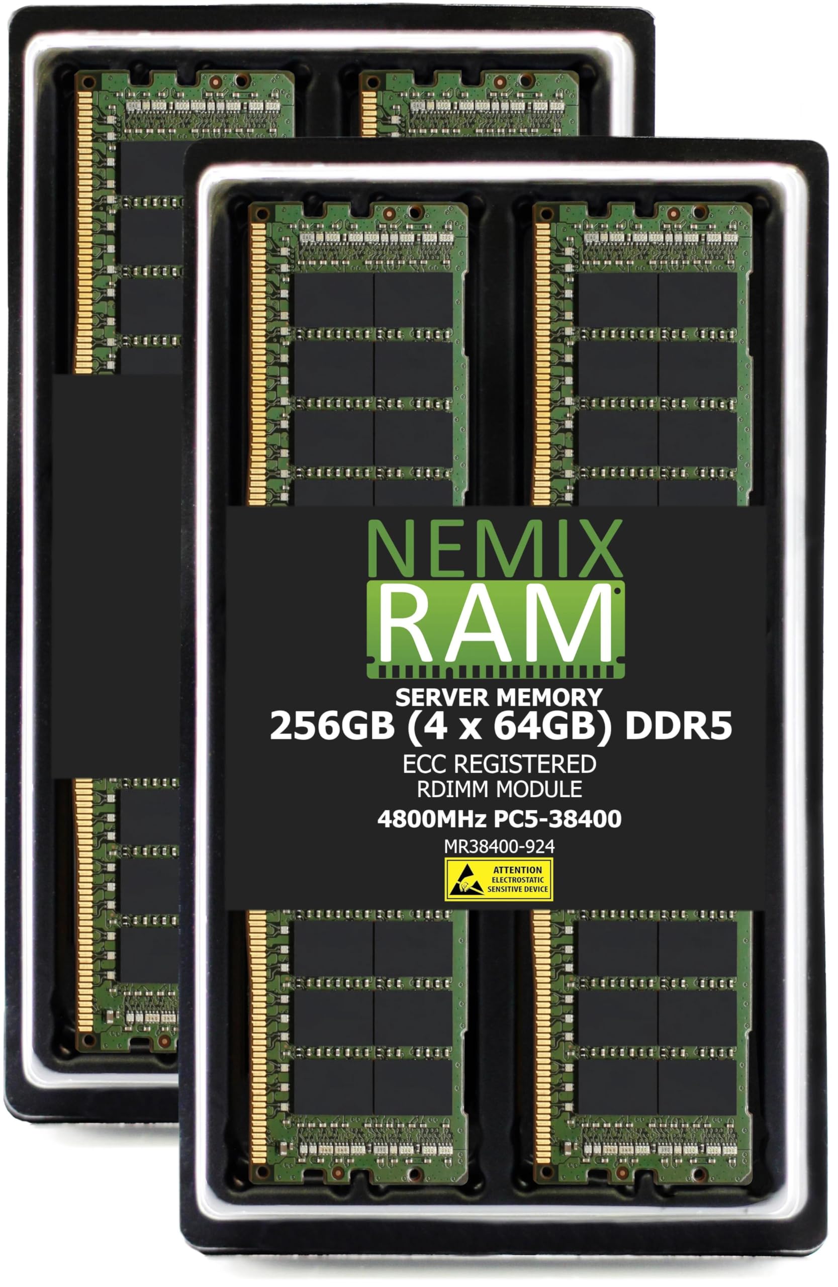 128GB 2X64GB DDR5 4800MHz PC5-38400 2Rx4 1.1V CL40 288-PIN ECC Registered RDIMM NEMIX RAM Server Memory KIT