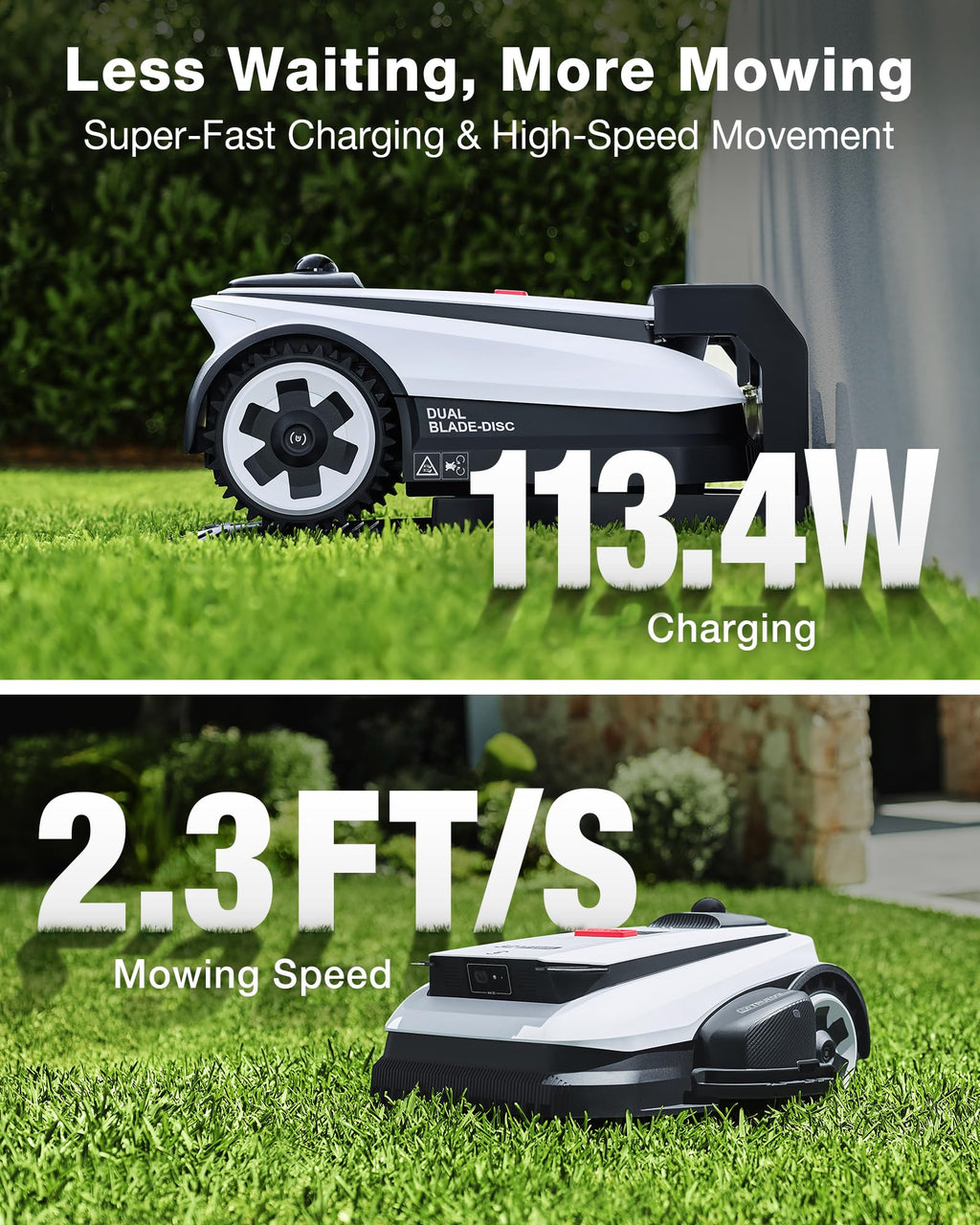 ECOVACS Goat A3000 LiDAR PRO Robotic Lawn Mower for Up to 3/4 Acre, 7500 mAh Battery with 189W Fast Charging, Wire-Free Dual-LiDAR Navigation, Built-in TruEdge Edge Trimmer, Smart App Control
