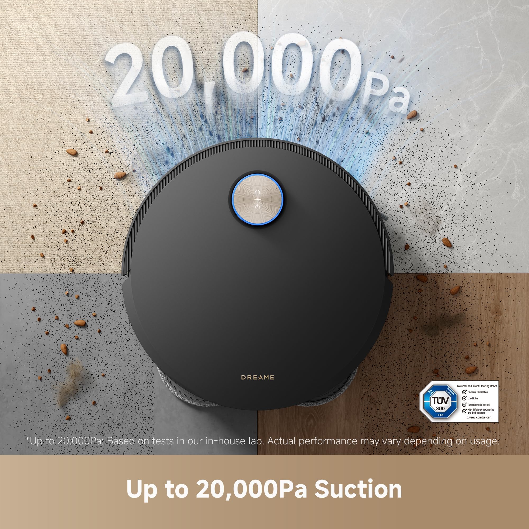 DREAME Aqua10 Roller AE Robot Vacuum, Roller Mop Fresh Water Mopping, Carpet-Safe Roller Guard, Auto-Empty, 30,000Pa Suction, 212℉ Hot Water Mop Washing, Hot Air Drying, 100% Detangling, Voice Control