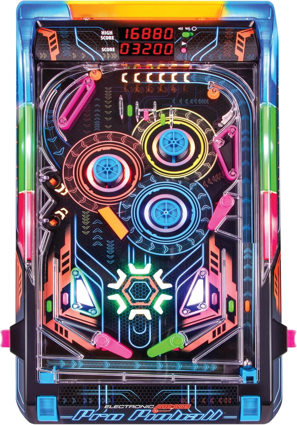Merchant Ambassador Electronic Arcade Pro Pinball - Light & Sound Tabletop Game, Dual LED Scoreboard, 10 Professional-Grade Features, Adults Kids Age 6+