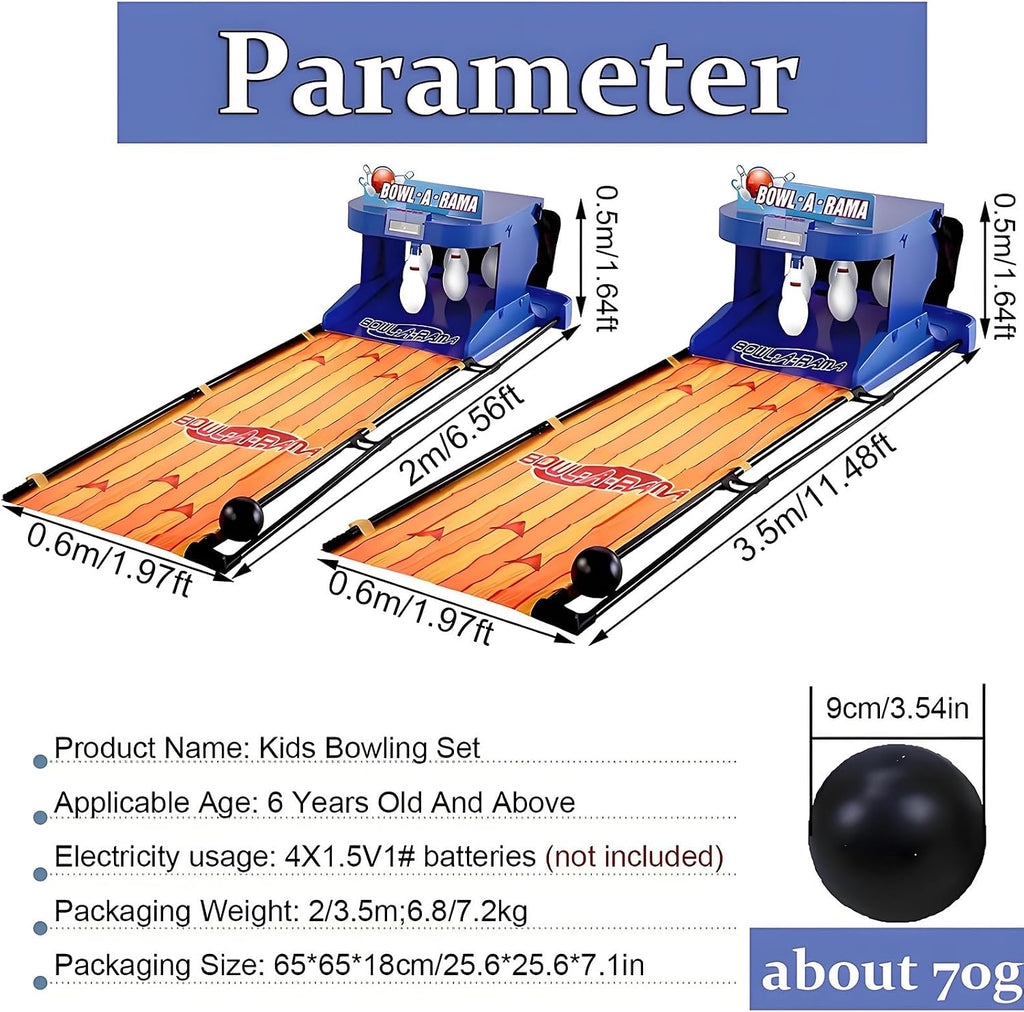 Home Bowling Game Machine, Foldable Indoor Electronic Bowling Alley with LED Scoreboard, Fun Family Activity, 2m Long, Ideal for Kids and Adults, Perfect for Parties