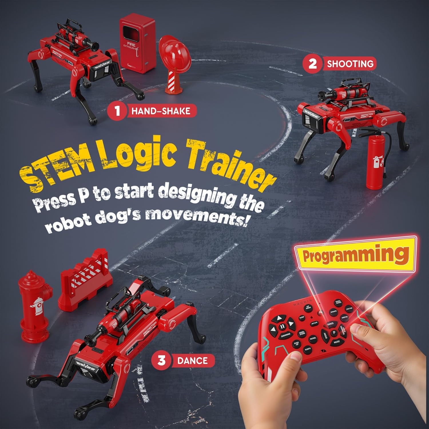 Robot Dog - Interactive STEM Toys with Voice & Remote Control, 30+ Lifelike Actions, Programmable Play, 25m Range, Durable & Safe - Best Gift for Kids 3-10 (Firefighting Edition)