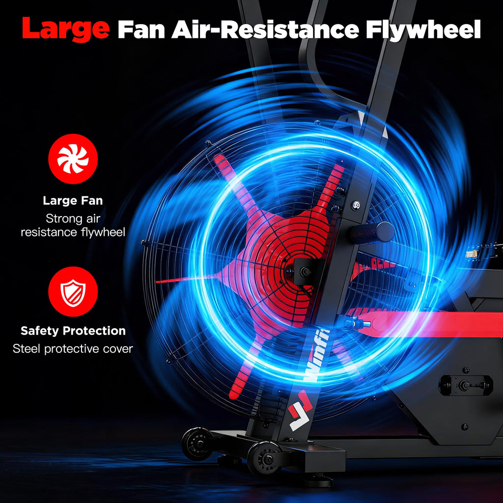 Air Bike,Air-Resistance Exercise Fan Bike With Dual Acction Handlebars for Home Cardio Workout,Adjustable Indoor Cycling Bike,330lb Weight Capacity APP Connection Customizable Monitor