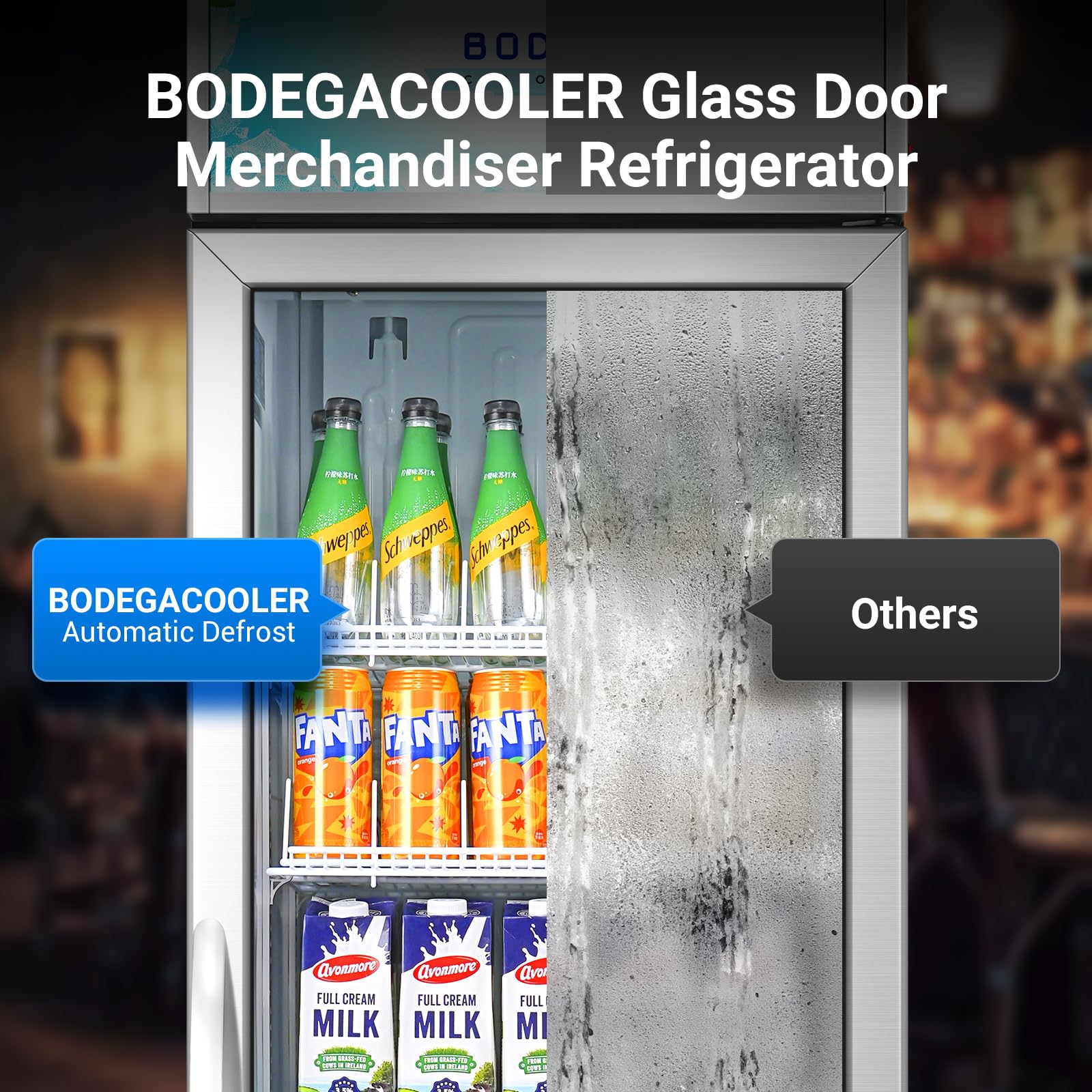 BODEGACOOLER Commercial Merchandiser Refrigerator, 27.02 Cu.Ft Double Glass Door Beverage Cooler, Upright Display Refrigerator with Soft LED Light, Adjustable Shelves, 4 Heavy-Duty Casters, Black