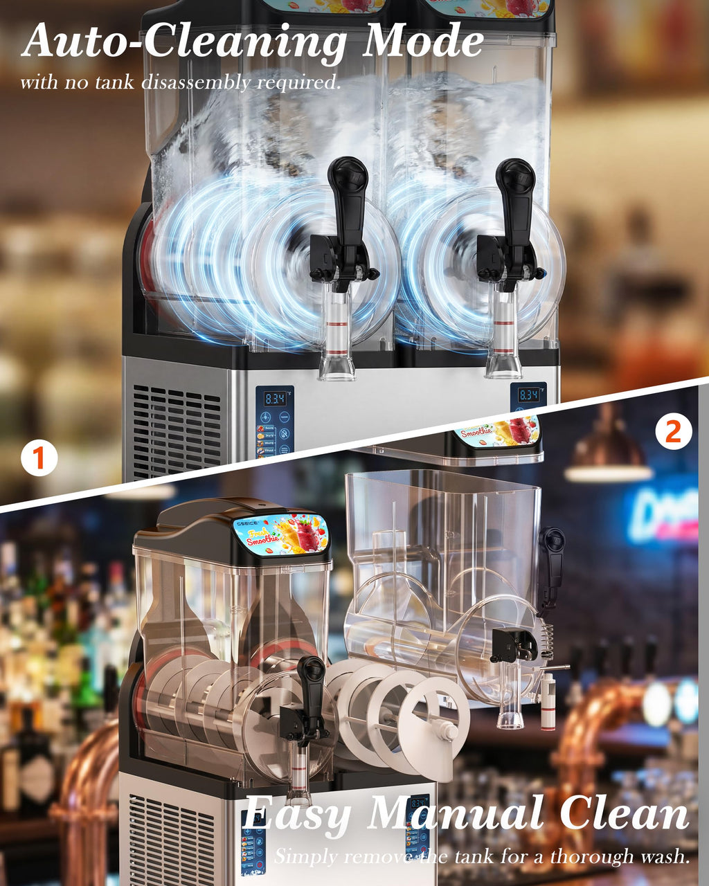 Commercial Slushy Machine 8Gal/30L, Margarita Slushie Smoothie Frozen Drink Maker,5-in-1,Wine Daiquiri Frapper Dispenser for Restaurants, Bars,Cafe and Home Party