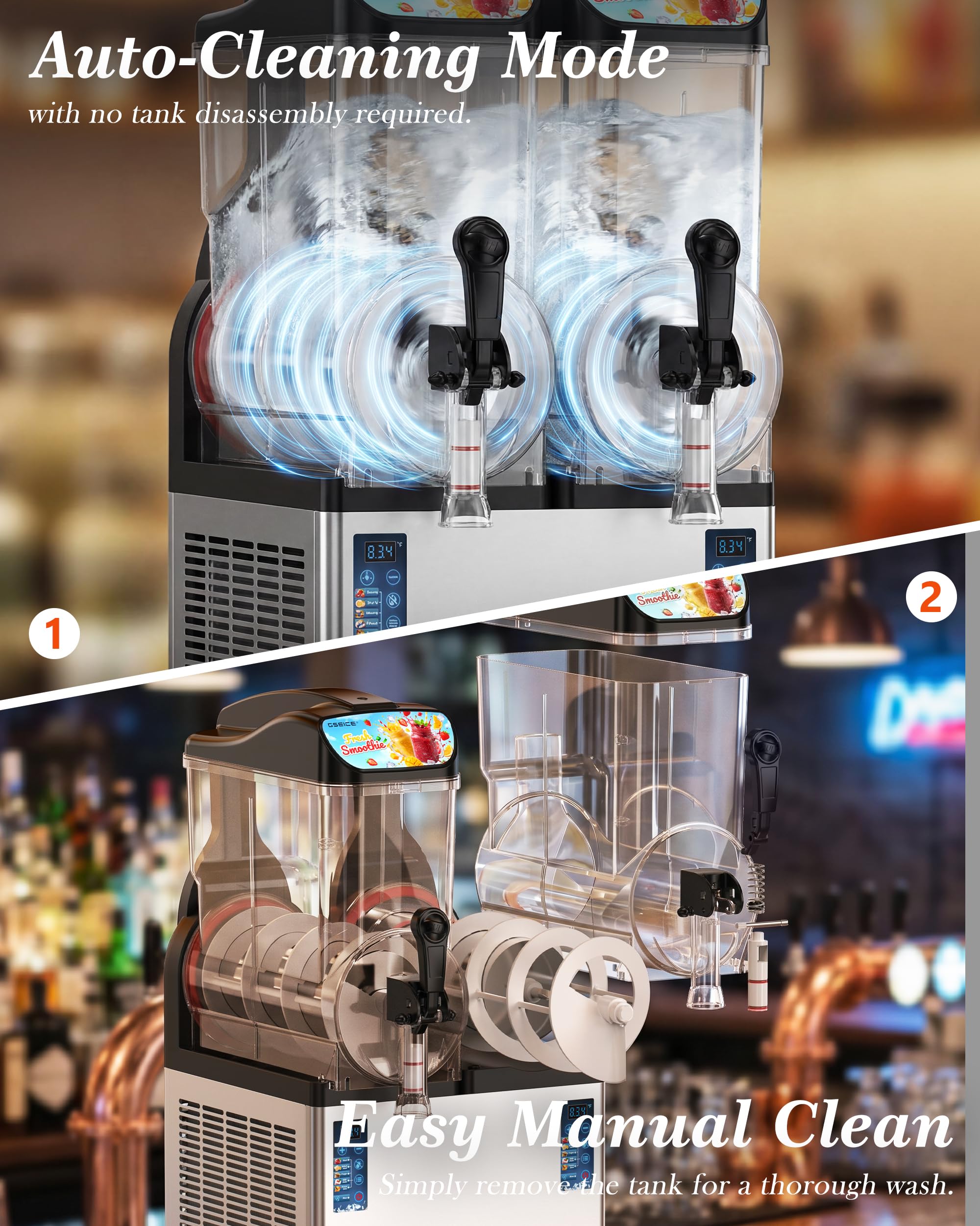 Commercial Slushy Machine 8Gal/30L, Margarita Slushie Smoothie Frozen Drink Maker,5-in-1,Wine Daiquiri Frapper Dispenser for Restaurants, Bars,Cafe and Home Party