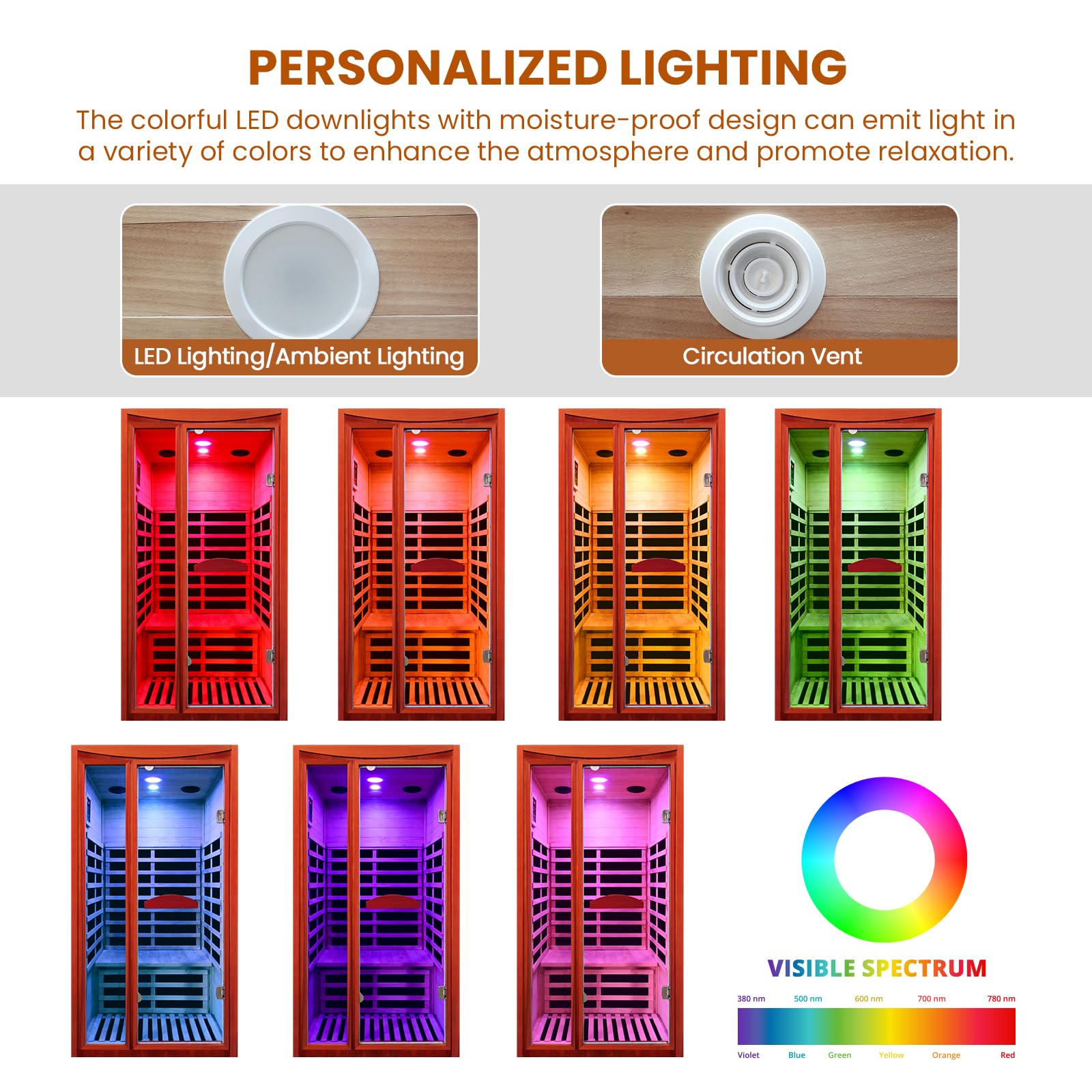 2 Person Infrared Sauna Far Infrared Sauna Room for Home Indoor 2000W Low-EMF Wood Dry Sauna with Full Starry Sky Lights Ceiling in 7 Color Speaker Fast Heating Easy Assembly- 47.3*41.3*74.8 IN