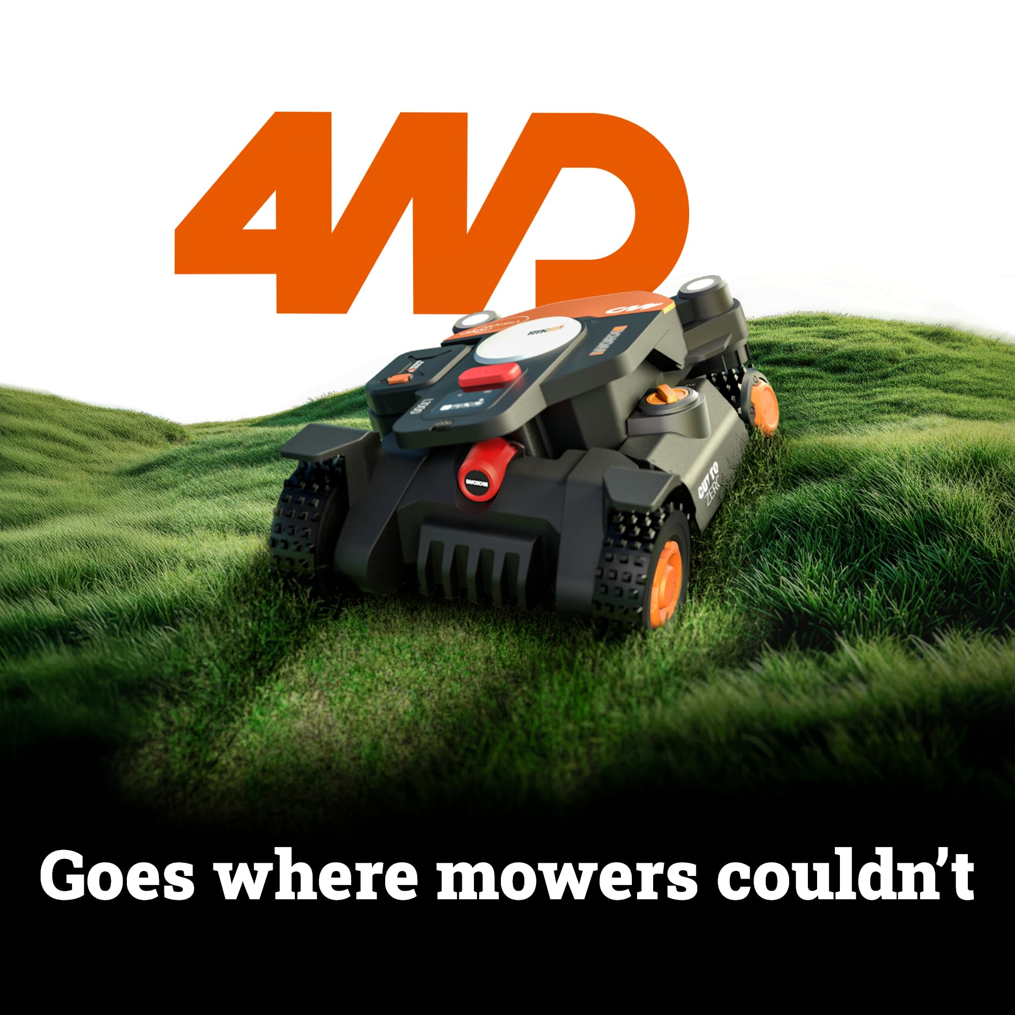 WORX Landroid Vision Cloud Robot Lawn Mower, No Perimeter Wire Robot Mower for 1/4 Acre, AI Obstacle Avoidance and RTK Cloud Navigation, 30% Slope, Auto Mapping, App Control, WR310