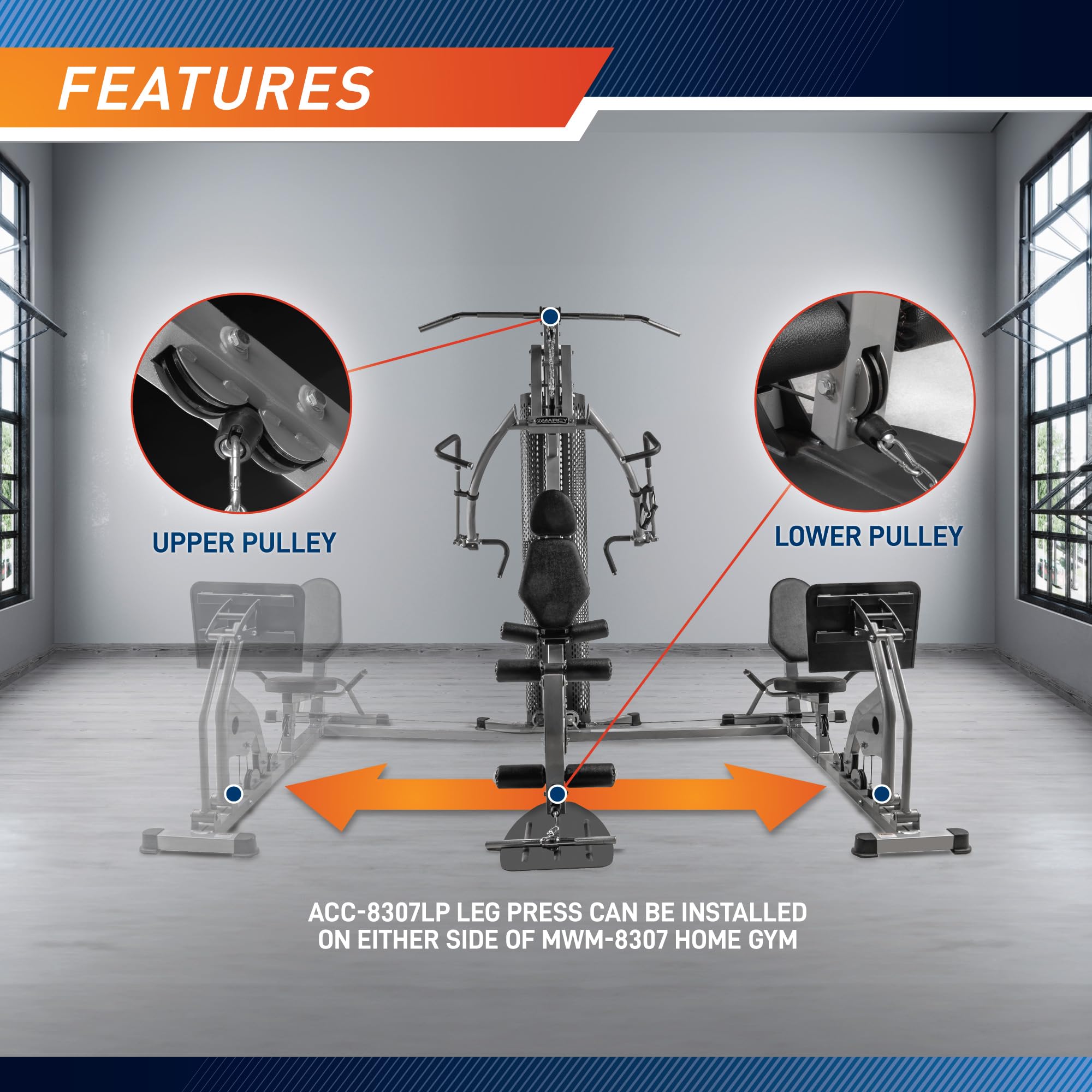 Marcy 150-lb Stack Home Gym System with Row with Optional Leg Press Attachment (Sold Separately)