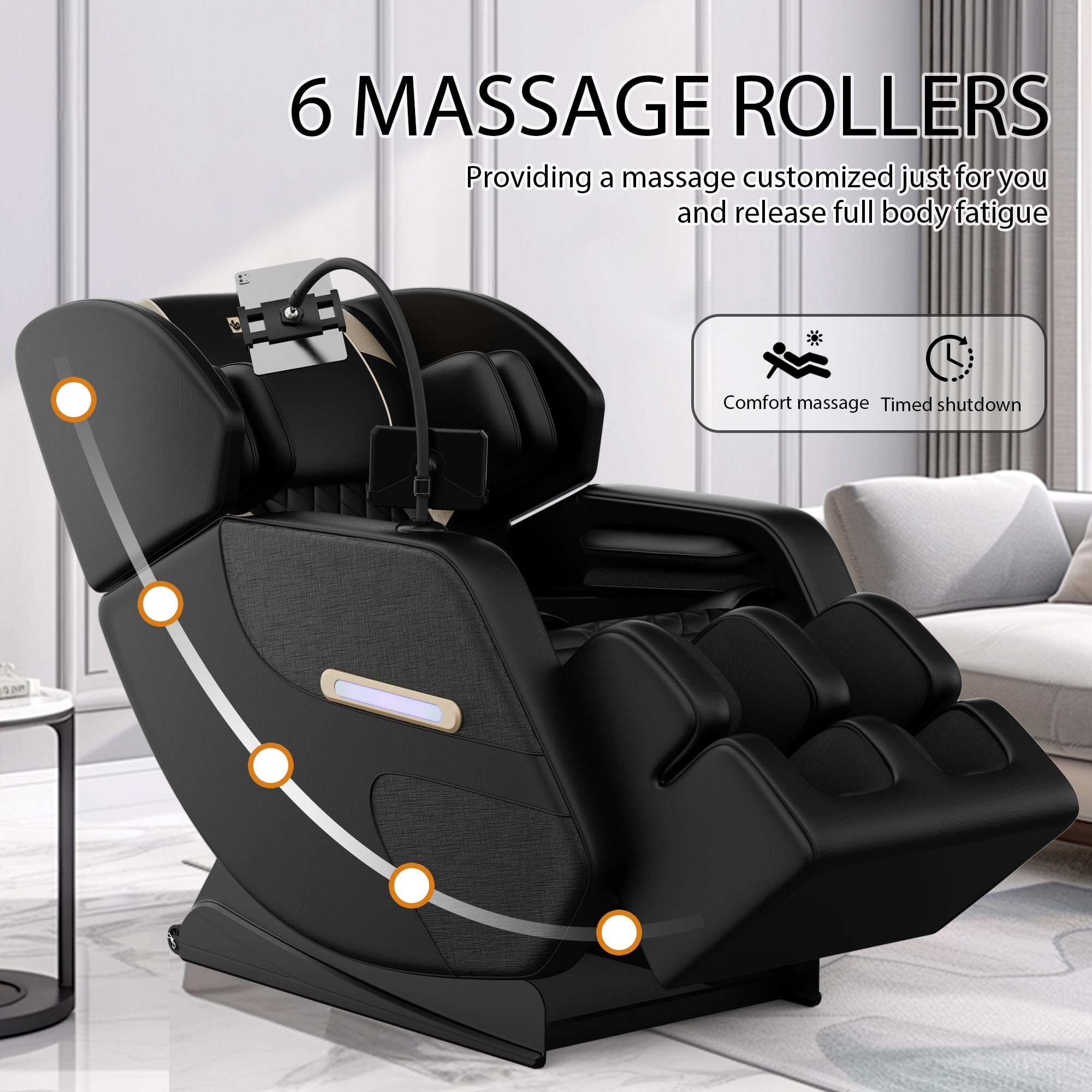 2026 Massage Chair Full Body, Zero Gravity Massage Chair with Auto Modes, Airbag Massage, 6 Fix Point Rollers, Foot Massage, Heating, Touch Screen Controller, Home Massage Chairs