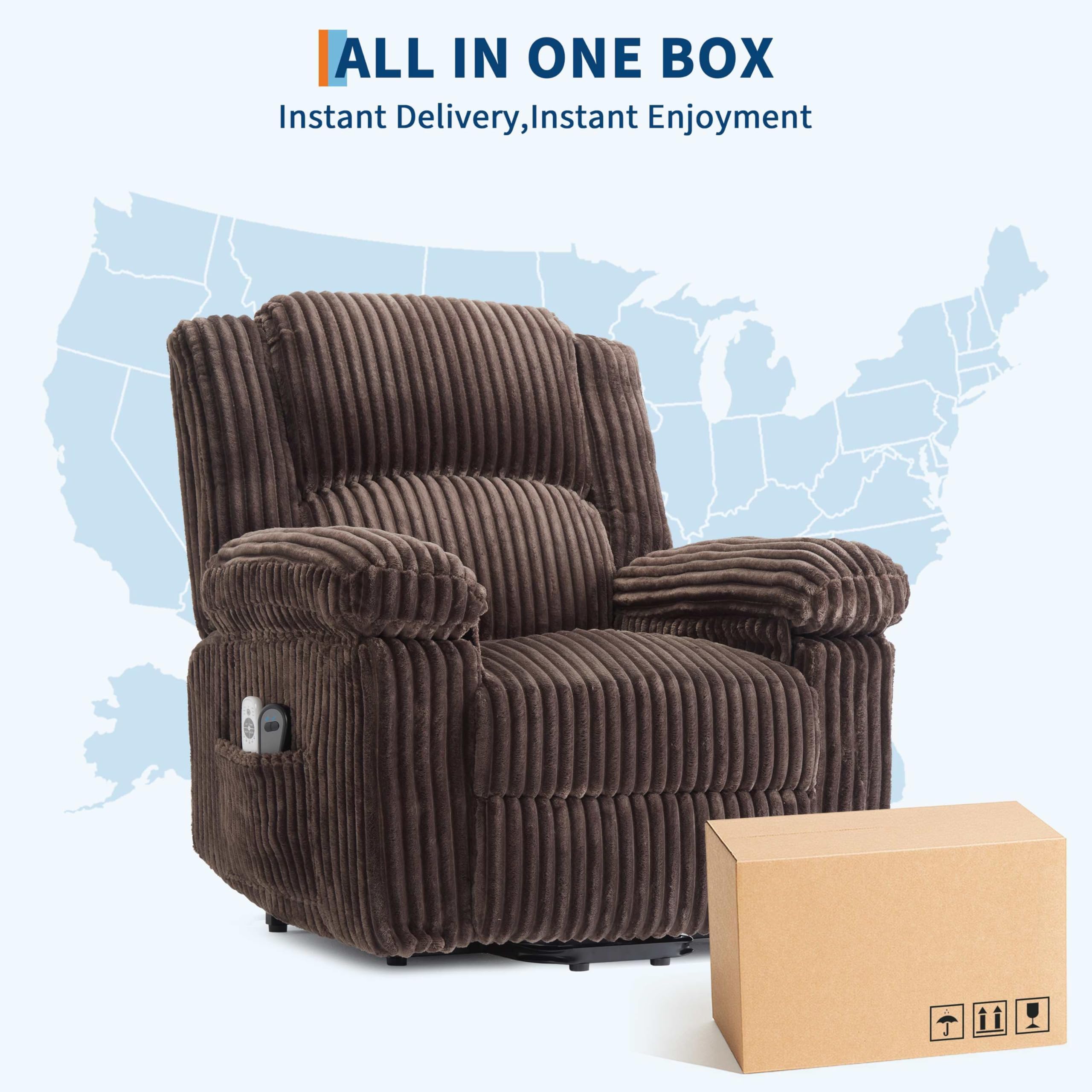 GarveeHome Power Lift Recliner Chair - Heat and Massage, PU Leather Electric Lift Recliner for Elderly & Mobility Impaired，Reclining Sofa with Side Pocket for Living Room